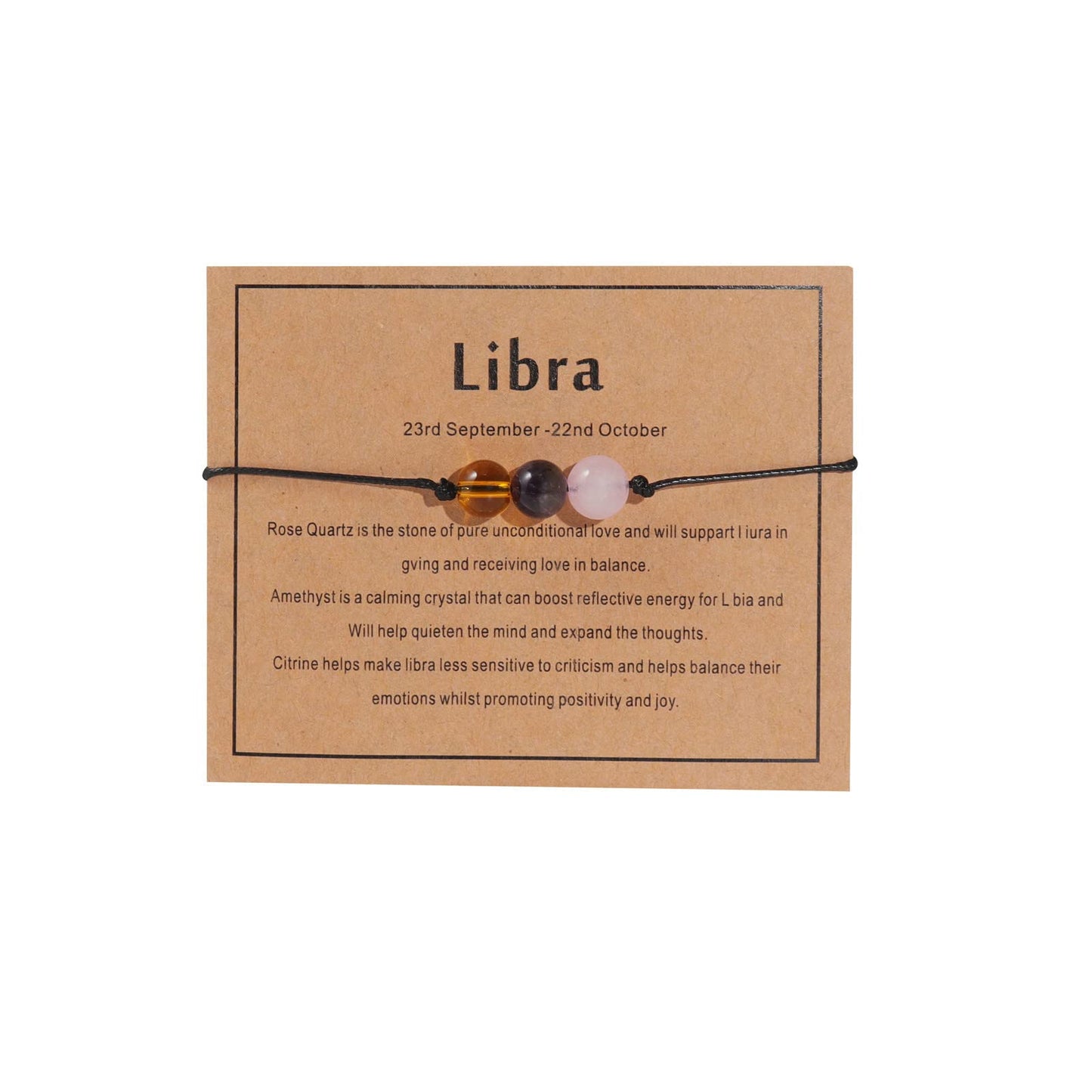 Caiyao 12Constellation Natural Stone Bead Chakra Bracelet Women Men Adjustable Braide String Rope Zodiac Crystal Cord Gemstone Bracelet Yoga Meditation Jewelry Gift-N Libra-1