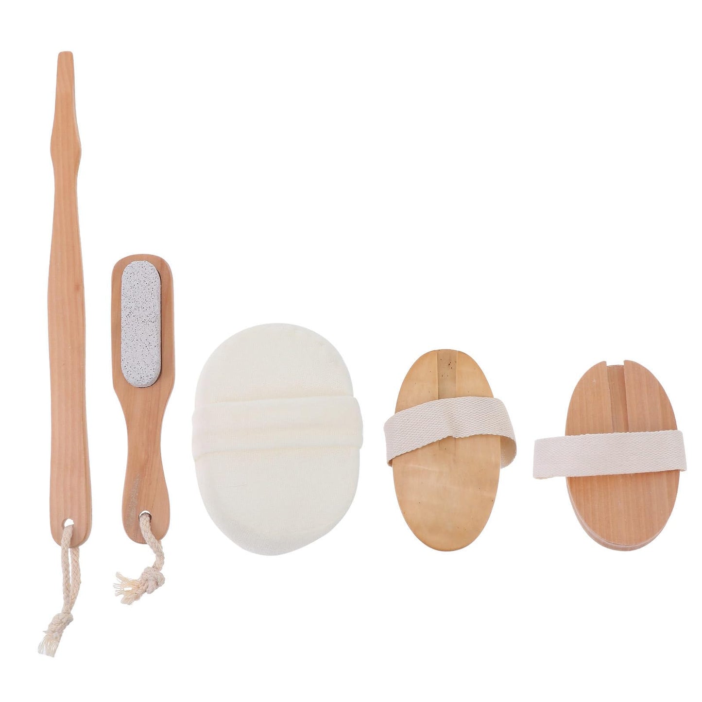 OSOLADY Natural Bath Brush Set with Long Handles Exfoliating Scrub Brush Foot Pumice for Hard Skin Callus Removal Household Shower Kit for Travel and Daily Use