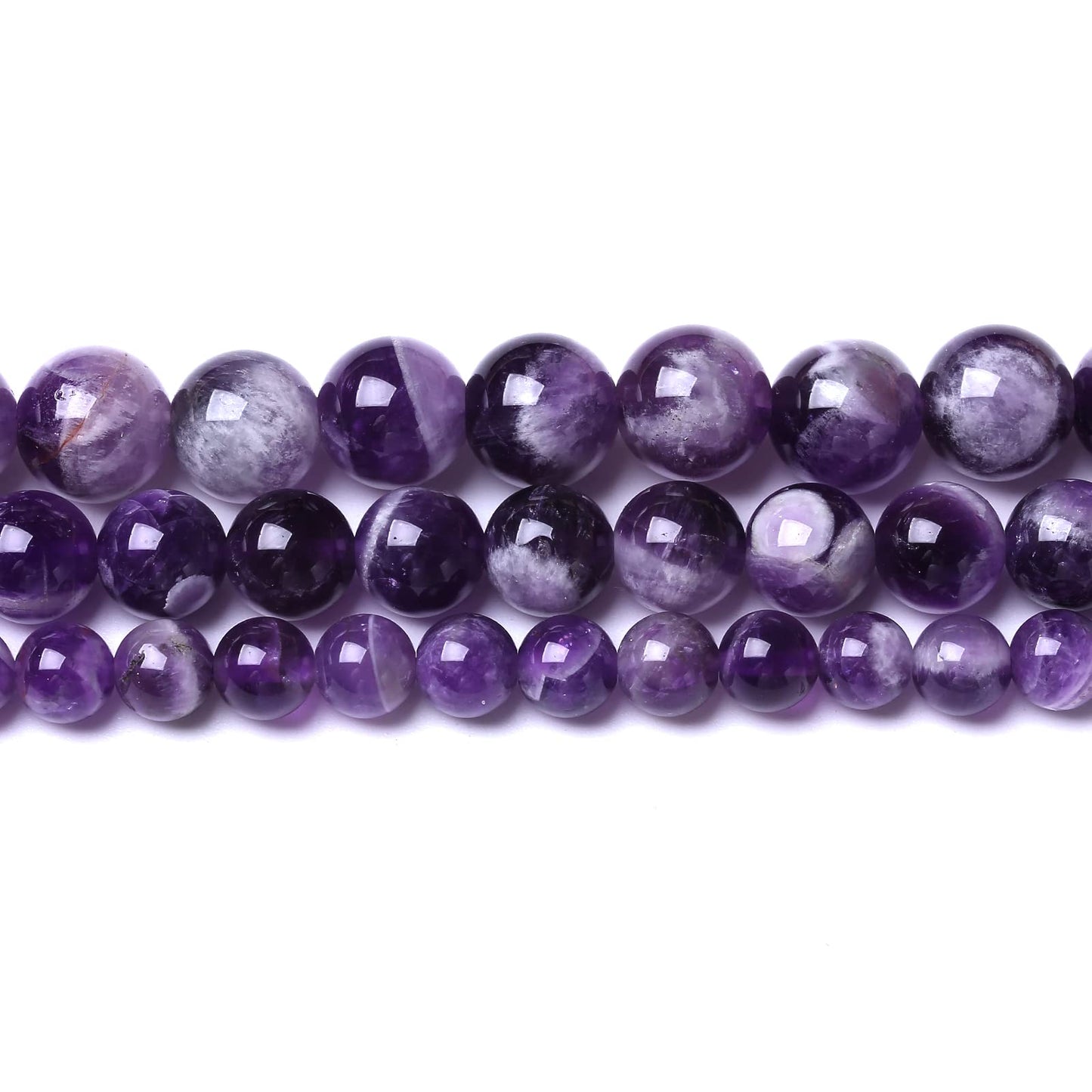 35PCS 10MM Beads Natural Purple Dream Lace Amethysts Stone Round Loose Beads Gemstones for Jewelry Making DIY 15Inches