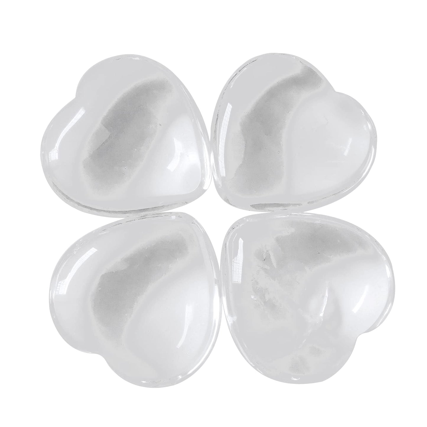 Loveliome 4 Pcs Natural Rock Quartz Love Heart Pocket Stone Healing Chakra Worry Stone(1 Inch)