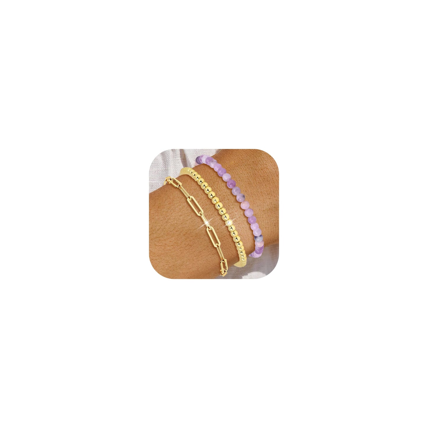 Harry and Henry Gold Beaded Bracelets for Women Gold Crystal Stackable Bracelets for Women Elegant Bead Bracelet Set Boho Jewelry Gift