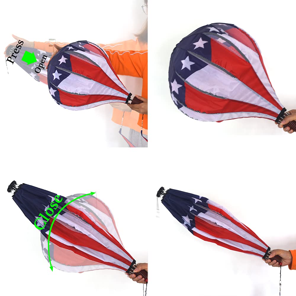 FENELY Patriotic Hot Air Balloon Garden Wind Spinners Giant Flag Pinwheels Whirligigs Windmill Toys for Kids Yard Decor Lawn Decorations Outdoor Whirlygig Windmills Wind Twister Everyday 59" L 2Pack