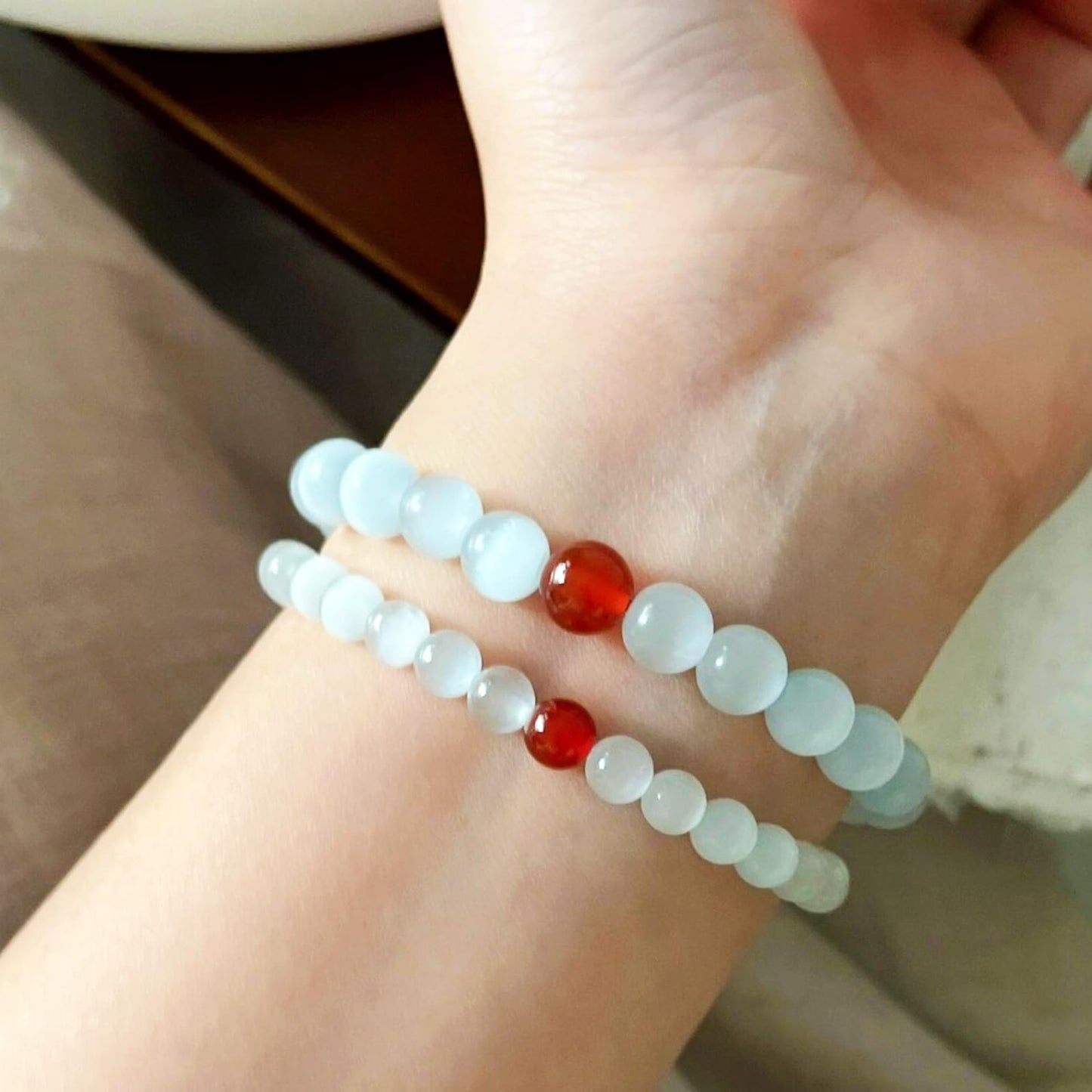 Cryhand White Jade Bracelets For Men Protection Healing Crystal Bracelet For Women Spiritual Charms Stretchy 8mm Beaded Lucky Handmade Anxiety Braceletss