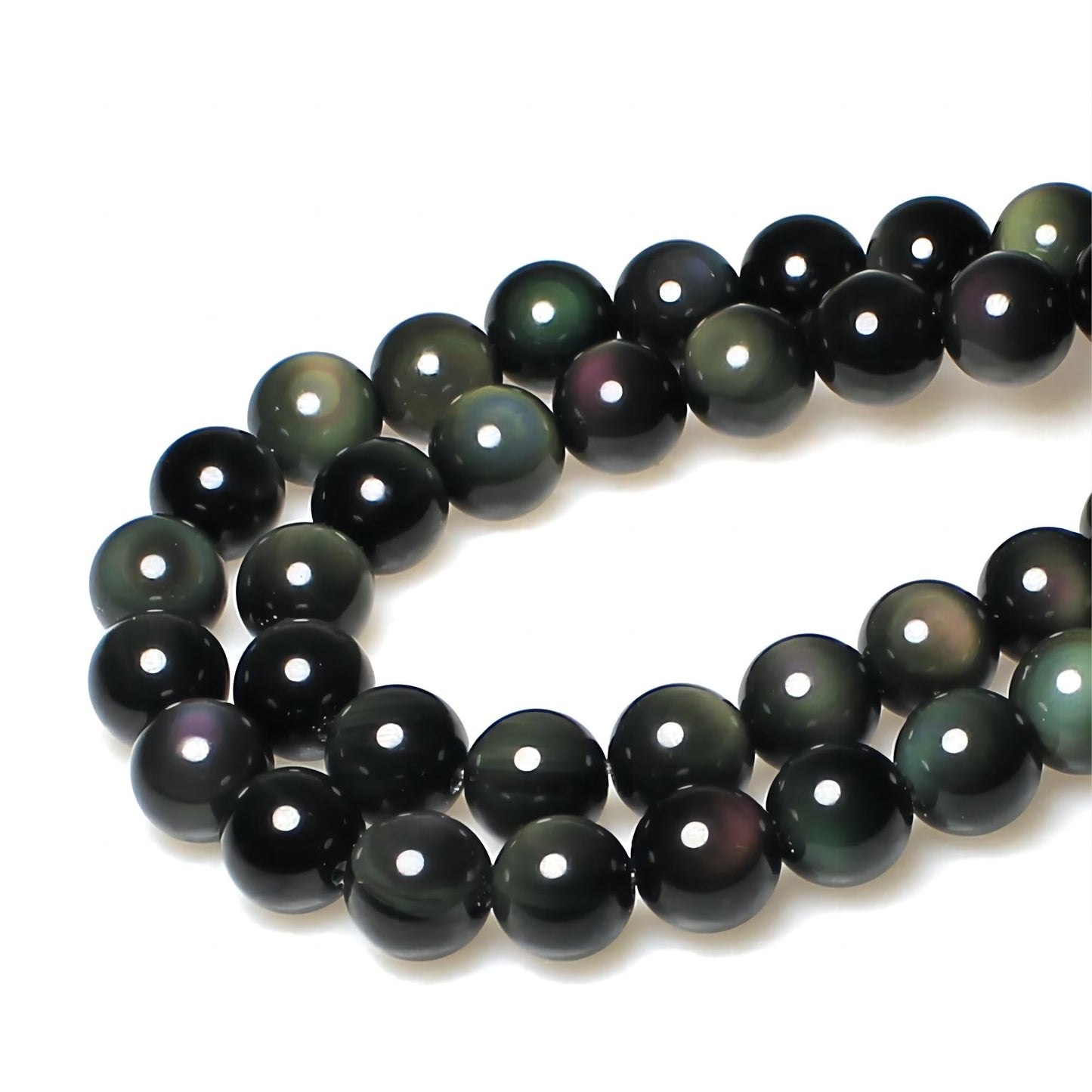 MJDCB Rare Collection Natural Stone Beads Rainbow Obsidian Round Loose Beads for Jewelry Making DIY Bracelet Necklace (8mm)