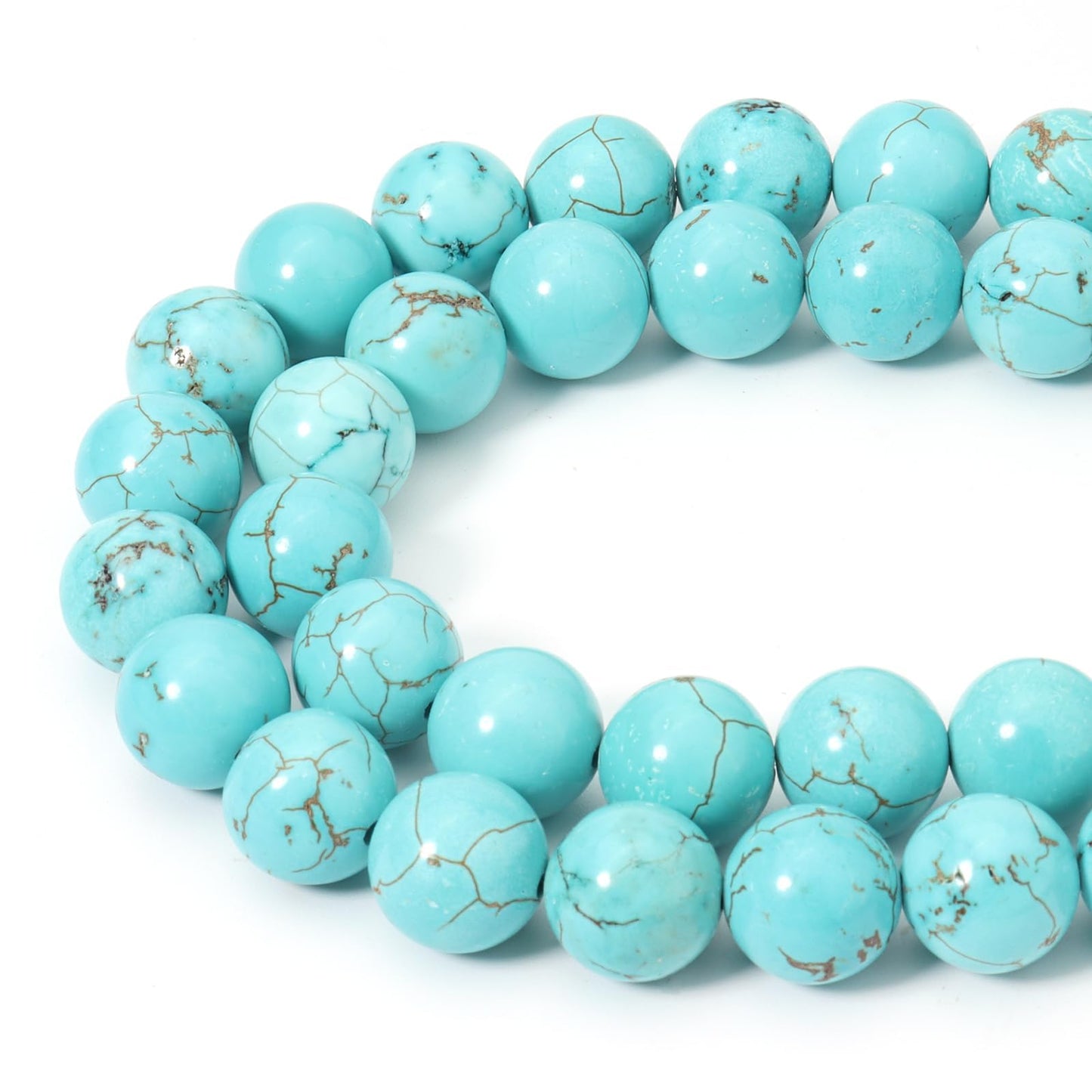 Siomia 60pcs 6mm Natural Blue Turquoise Gemstone Beads Energy Healing Crystal Round Loose Stone Beads for Jewelry Making, DIY Bracelets Necklaces