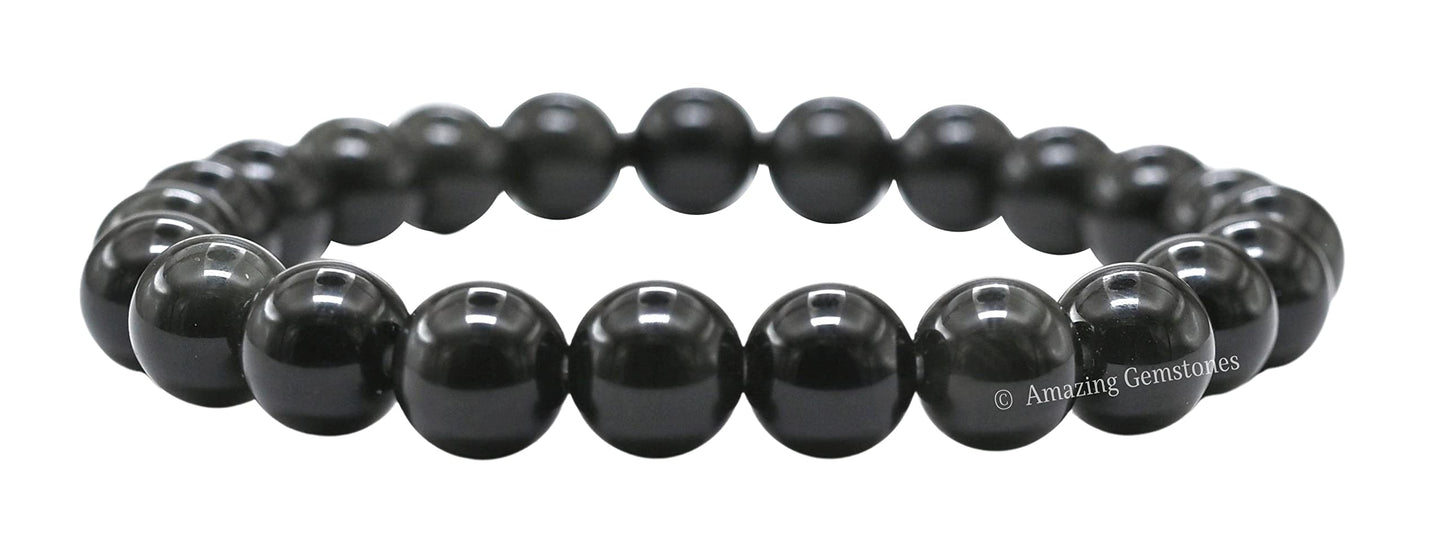 Amazing Gemstone Crystal Bracelet for Women Men's Gifts - Protection Healing Crystal Bracelet - 8mm Gemstone Beaded Stretchable Bracelet Pulseras Para Hombres Mujer Stocking Stuffers Mothers Day Gift (Silver Sheen Obsidian)