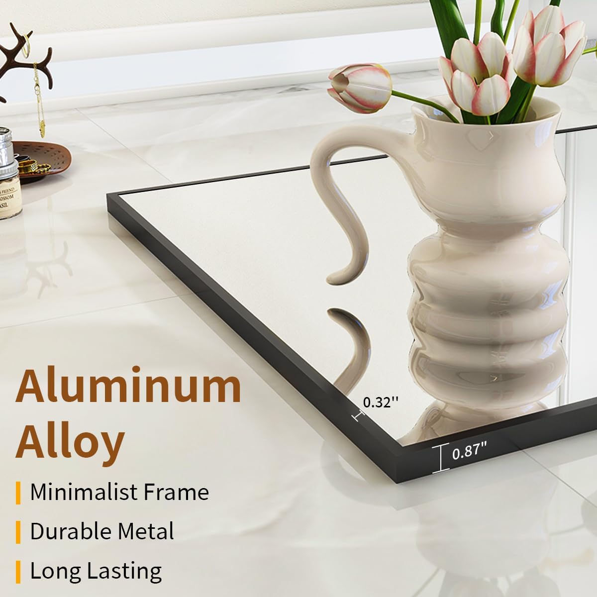 VooBang Large Full Length Mirror 78" x 35" - Shatterproof Huge Floor Full Body Mirror with Metal Frame, Freestanding, Wall Mounted, or Wall Leaning for Bedroom, Living Room, Dressing Room, Black