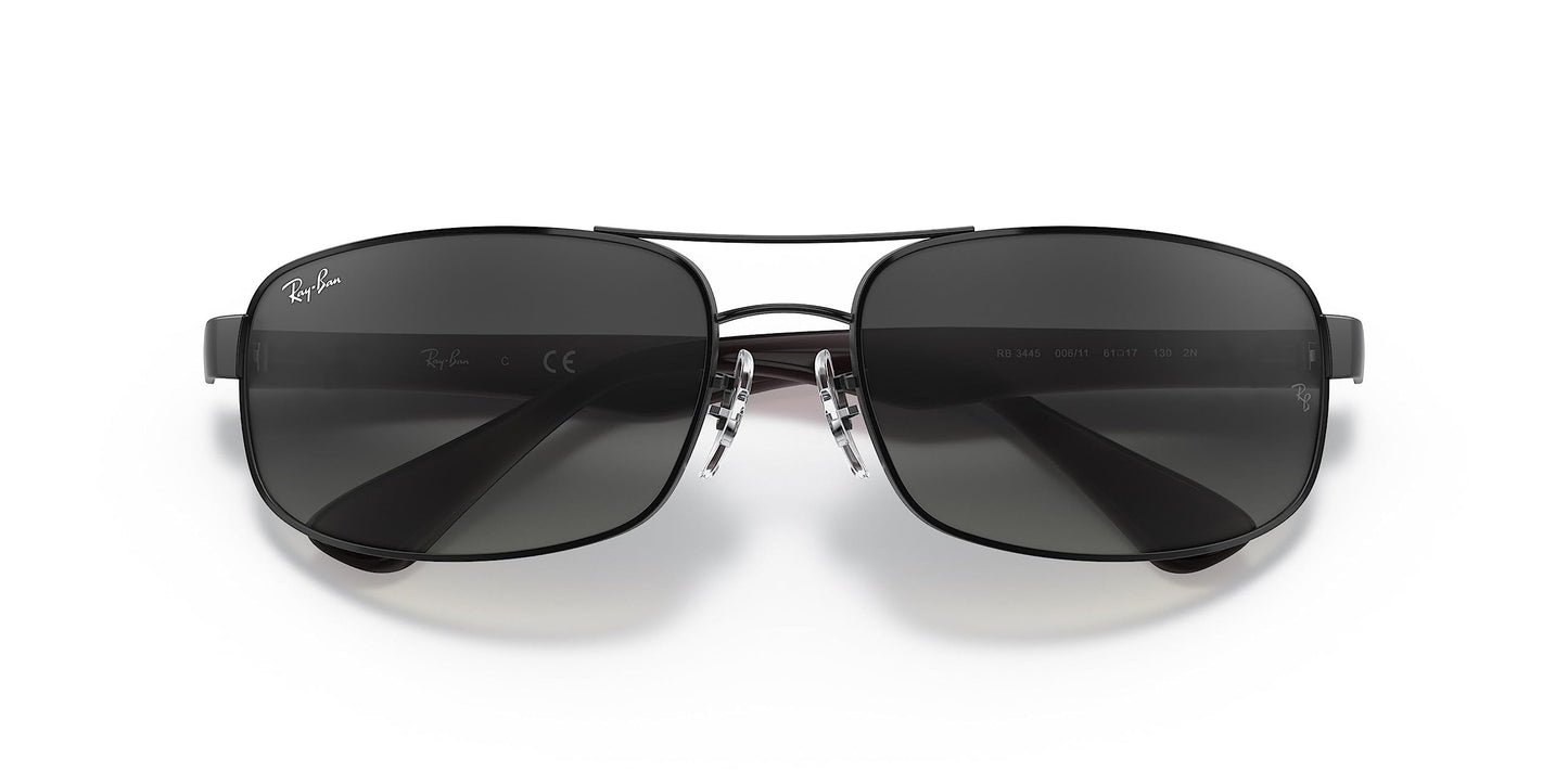 Ray-Ban Mens RB3445 Rectangular Sunglasses, Matte Black/Light Grey Gradient Dark Grey, 61 mm
