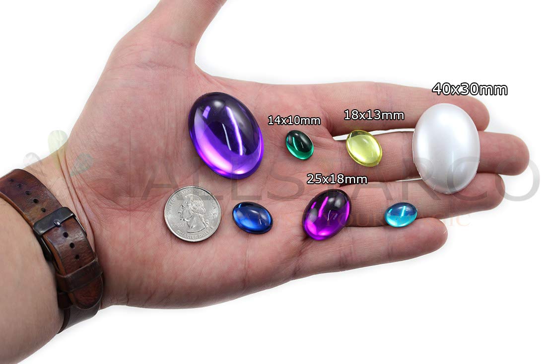 40x30mm Large Flat Back Oval Acrylic Cabochons Rhinestones Plastic Gems Embellishments for Crafts, Costumes, Card Invitations, Jewelry, Cosplay - 4 Pieces (Pearl H310)