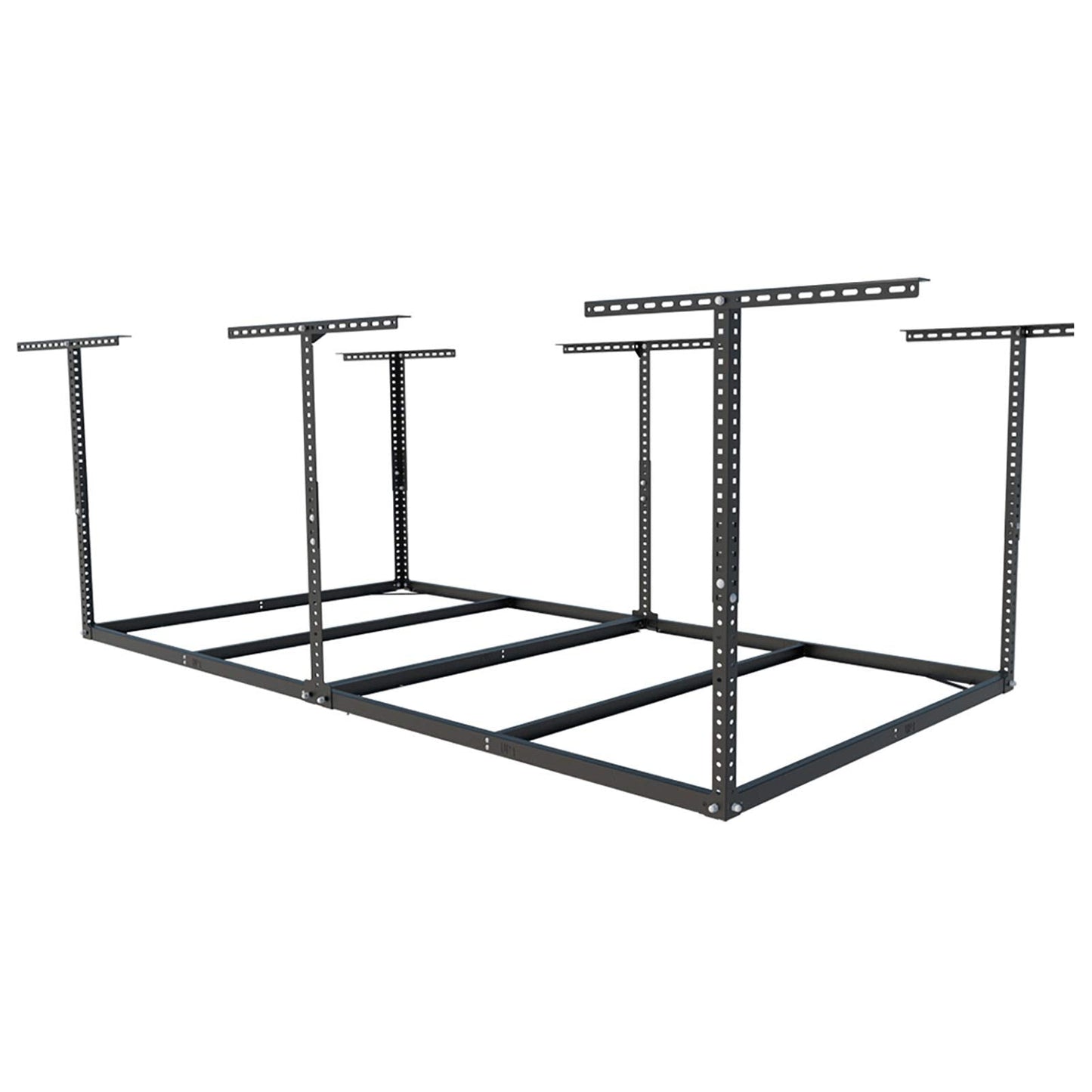 FLEXIMOUNTS 4x8 Overhead Garage Storage Rack without Decking,plus 2-Pack Add-On Storage Utility Hook Accessory,600lbs Weight Capacity,Black