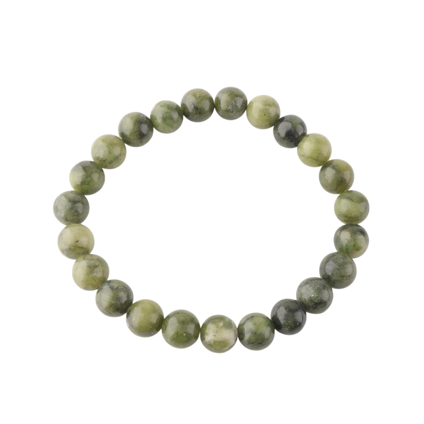 Anagha Jewels Natural Nephrite Jade Crystal Beaded Bracelet For Men Women, Handmade 8mm Round Nephrite Jade Beads Stretchable Bracelet 7.5", Green Stone Bracelet, Chakra Reiki Healing Bracelet