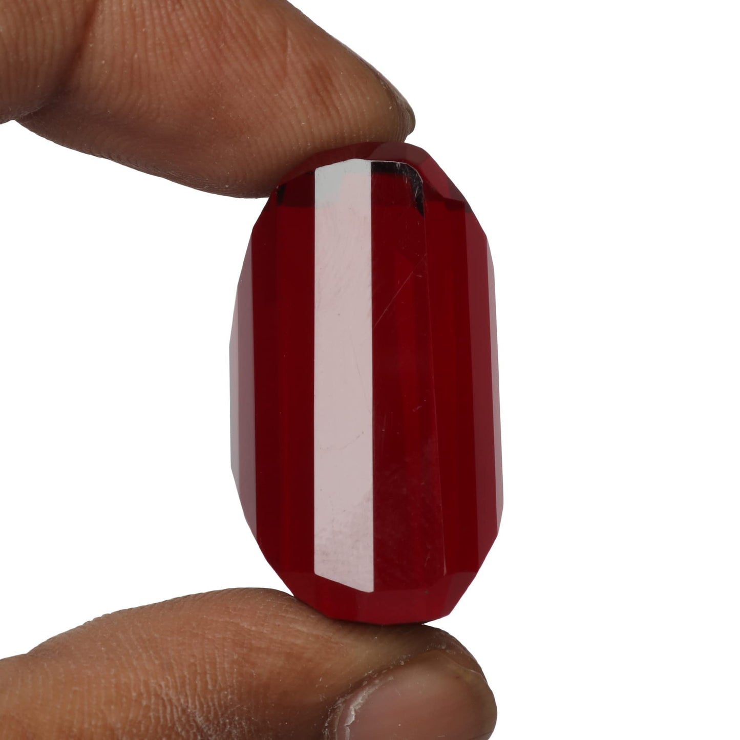 GEMHUB Emerald Cut Blood Red Color 59.30 Ct Faceted Topaz Hydrothermal Jewelry Stone