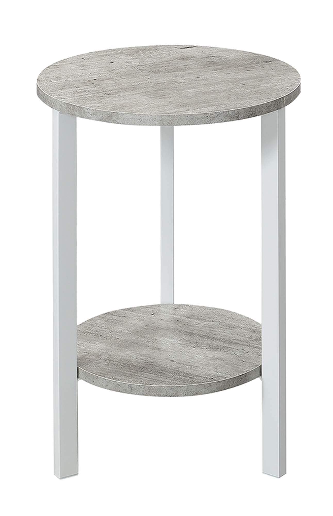 Convenience Concepts Graystone 24 inch 2 Tier Plant Stand - Industrial Stand for Plants, Vases, and Antiques, Urban Modern Design for the Living Room, Hallway, Entryway, Faux Birch/White