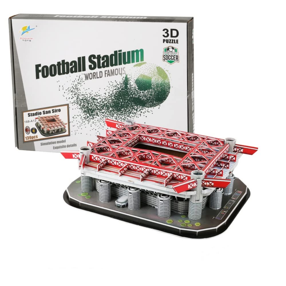 Classic Football Stadium Puzzle,3D Puzzle Soccer Club Venues,3D Paper Model Building Puzzle Kit, Soccer Stadium Souvenir Gift,Handmade Puzzle Ornaments，Cardboard Model (San Siro/Meazza)