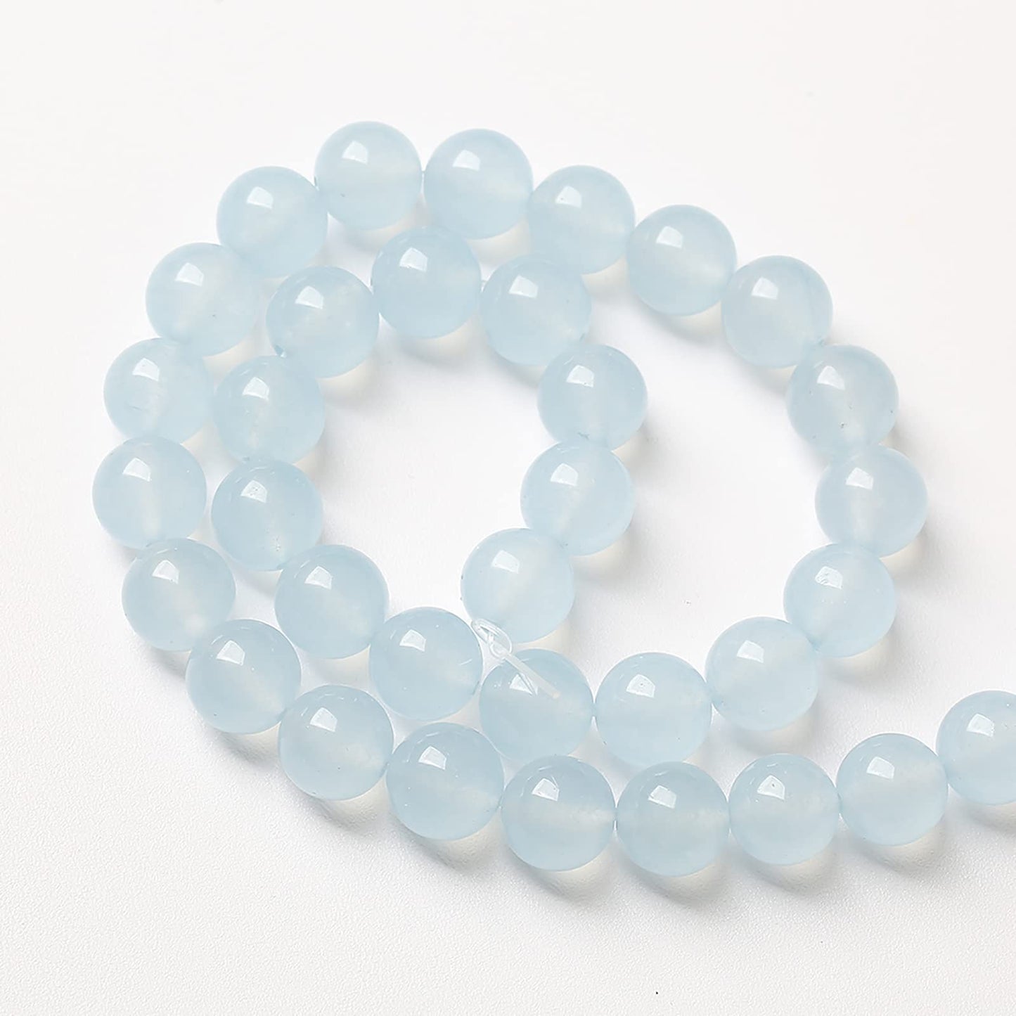 10mm 36pcs Natural Aquamarine Blue Jade Stone Beads for Jewelry Making DIY Bracelet Necklace Accessories Crystal Energy Healing Power Stone Beads(Aquamarine Blue Jade, 10mm)