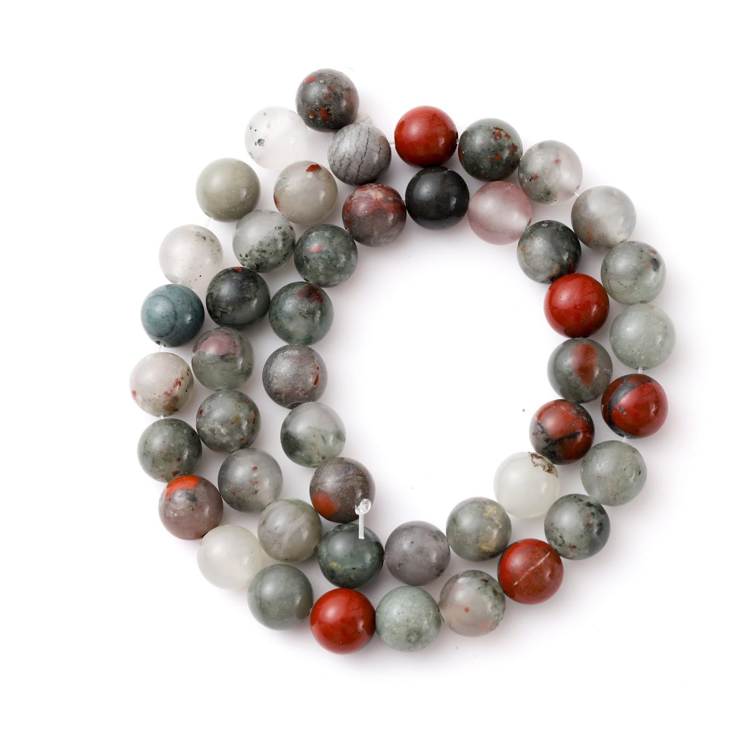8mm 45pcs DIY Natural African Blood Stone Beads Round Healing Crystal Gemstone Loose Beads for Jewelry Making Handmade Bracelet Necklace