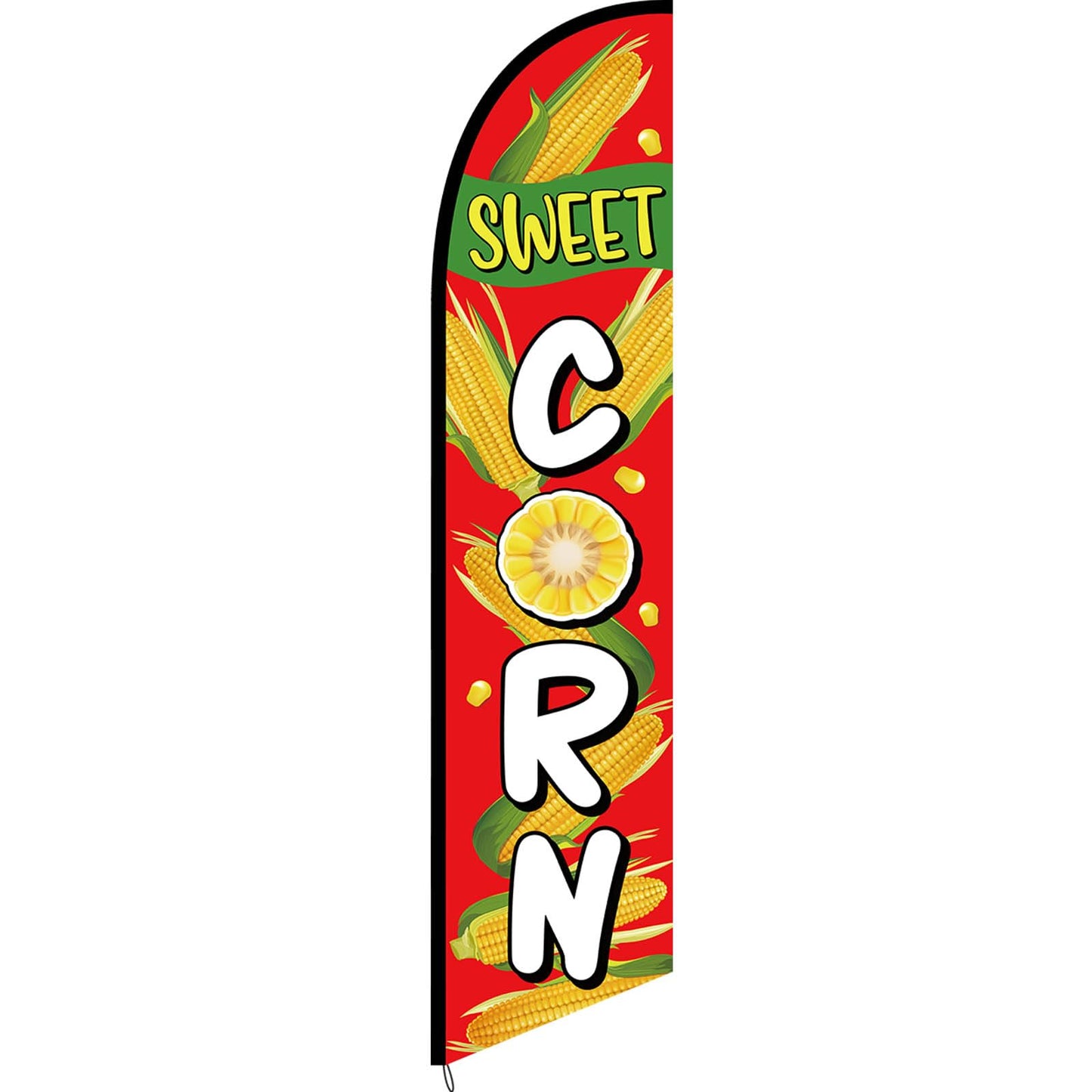 Mindsoft 2.5 x 12 ft Sweet Corn Feather Flag - Windless Single-sided Printing Feather Flag without Pole Outdoor Advertising Banner for Business (Red)