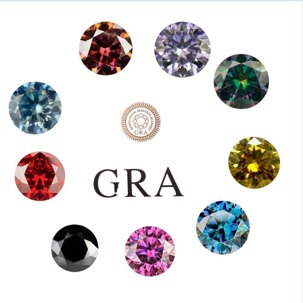 4-10mm Loose Moissanite Stone Garnet Pink Color Various 4 Colors Moissanites Gesmtone 0.3-4ct VVS1 Clarity Gems (Dark Pink, 6.5mm 1ct)