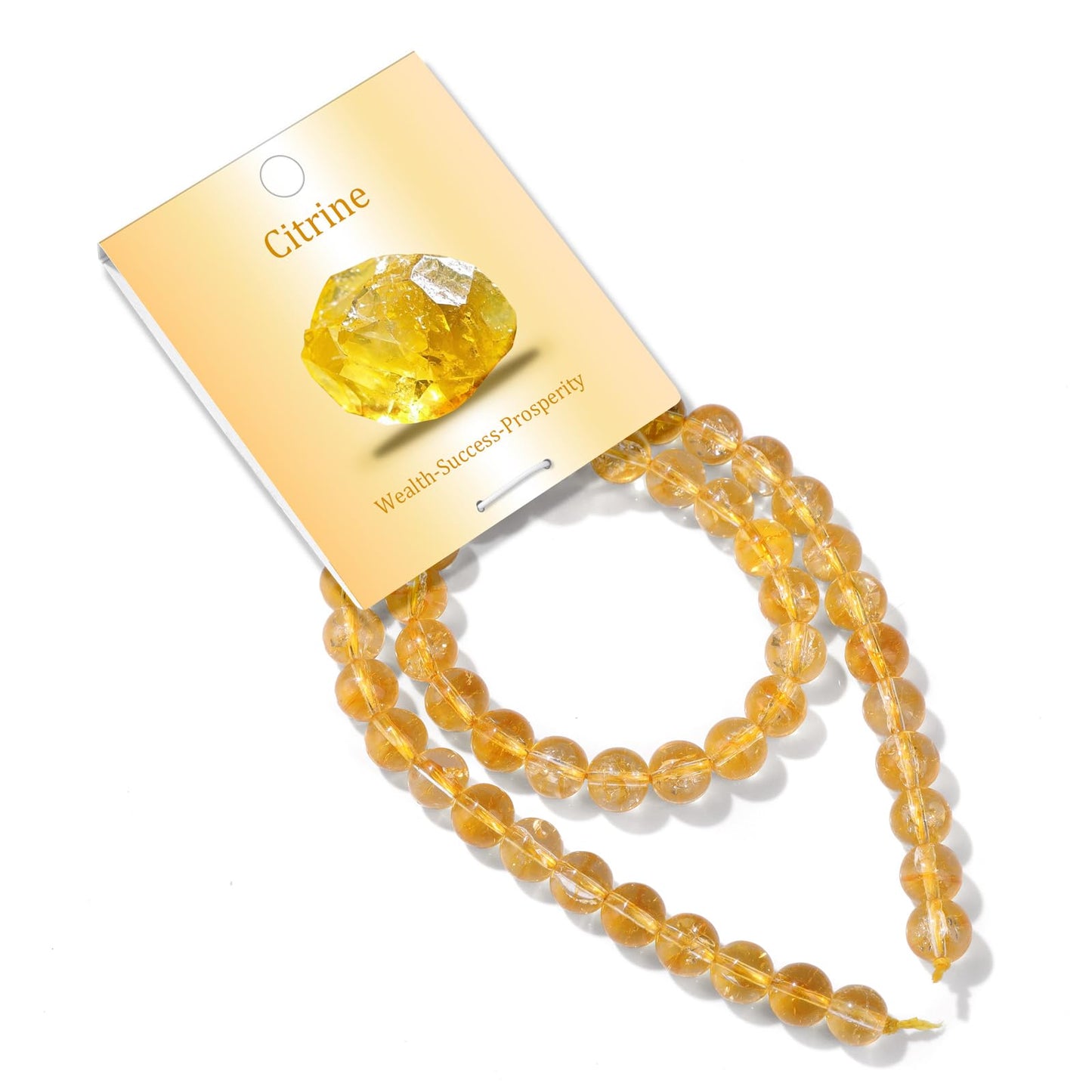 Risyfjew 50PCS 8mm Natural Citrine Beads Gemstone Round Loose Beads for Jewelry Making Chakra Crystal Stone Beads for Bracelets Necklace Earrings Making Supplies (50pcs/Strand)