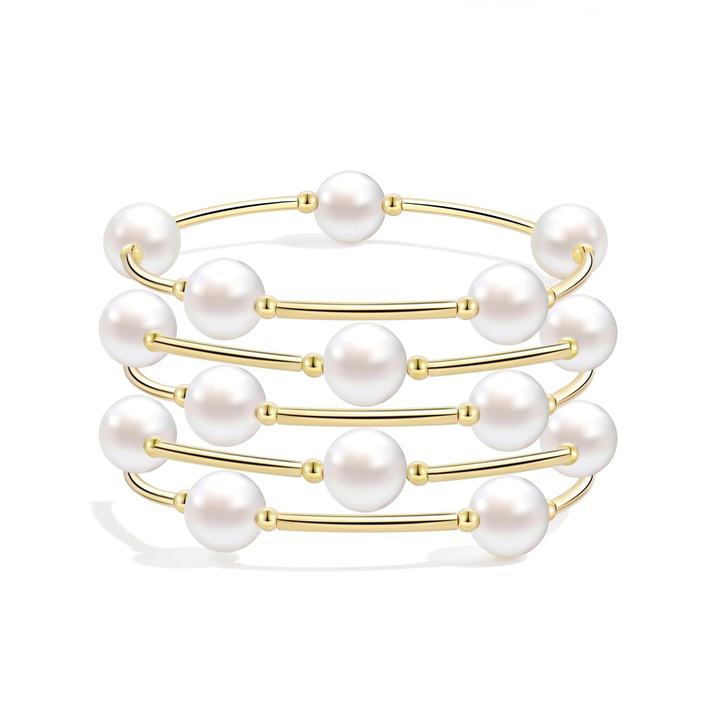 Elegance 11 designs Blessing Bracelet 10mm Crystal White Pearl Bracelet Dainty Gold Plated Tube For Women Simple Bridal Gifts For Friends And Loved