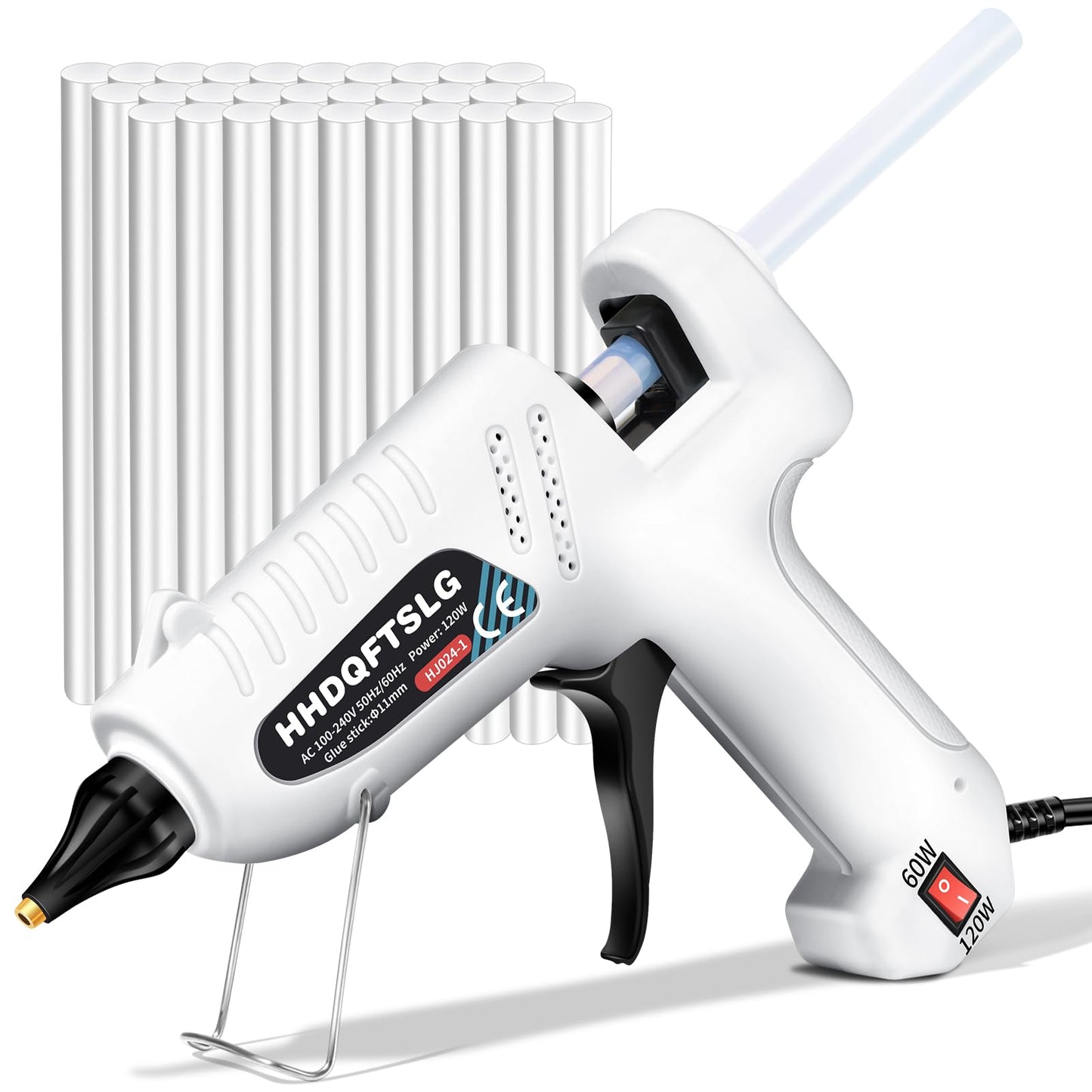 HHDQFTSLG 60/120W Full Size Hot Glue Gun Kit, Dual Power Glue Gun with 30PCS Premium Glue Sticks (6"x0.44"), Fast Preheating Heavy Duty Industrial Hot Melt Glue Gun for Craft,DIY and Gift Making