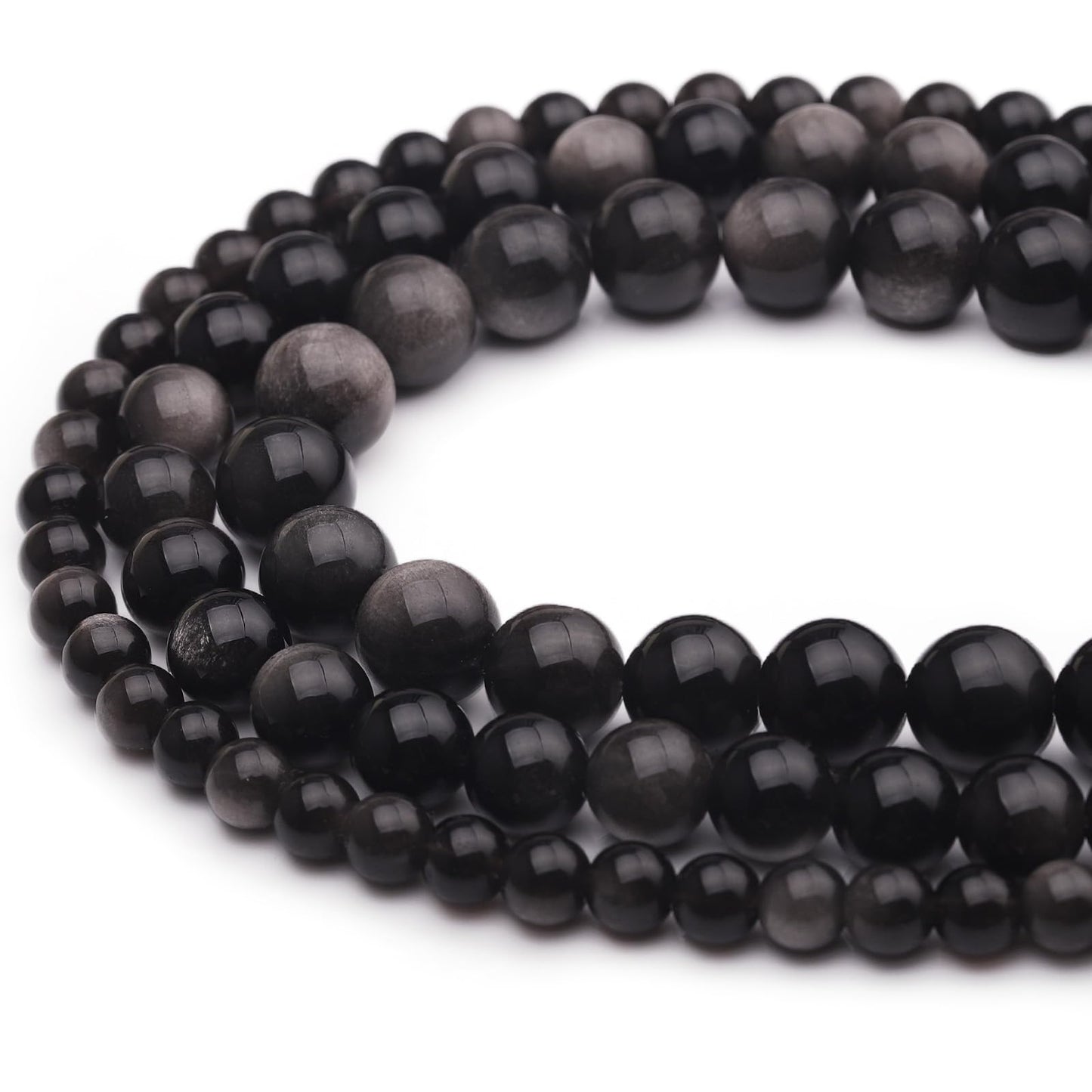 35pcs 10mm Natural Gemstone Beads for Jewelry Making Supplies,Obsidian Healing Crystal Polished Round Loose Stone Beads for Bracelet Necklace 15 Inch