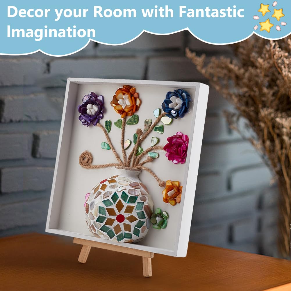 WEBEEDY DIY Mosaic Painting Kit Flower Vase Pattern Mosaic Arts and Craft Kits Mosaic Decorative Supplies with Instruction,Table Centerpiece Christmas Room Decor Adults Gifts,7.9x7.9 inch/20x20cm