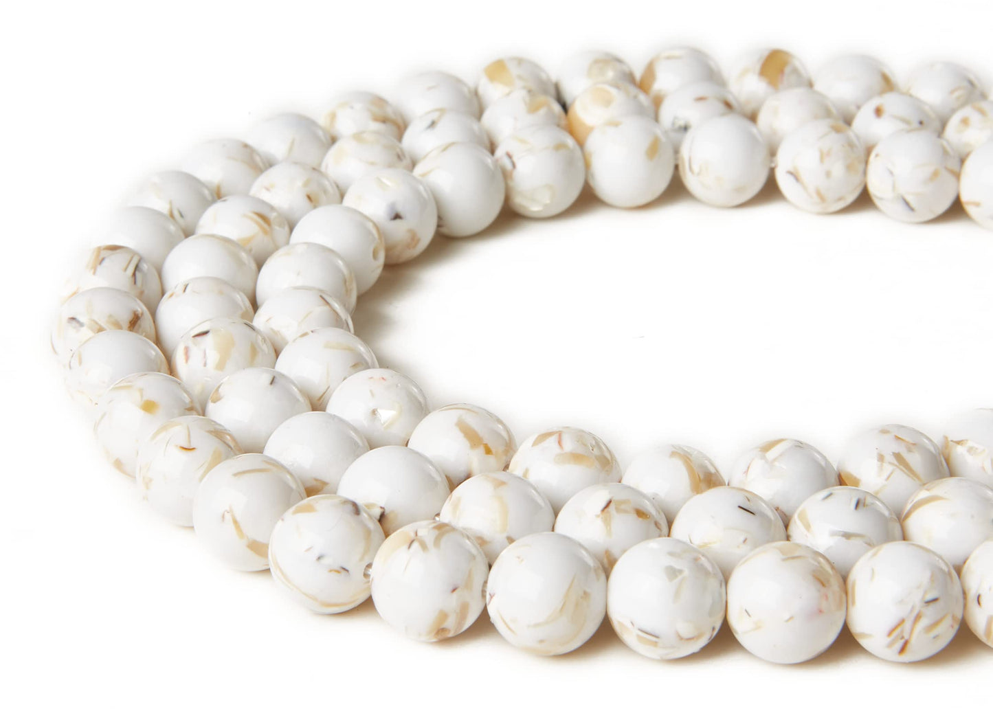100pcs 8mm White Shell Turquoise Beads Natural Gemstone Beads Round Loose Beads for Jewelry Making