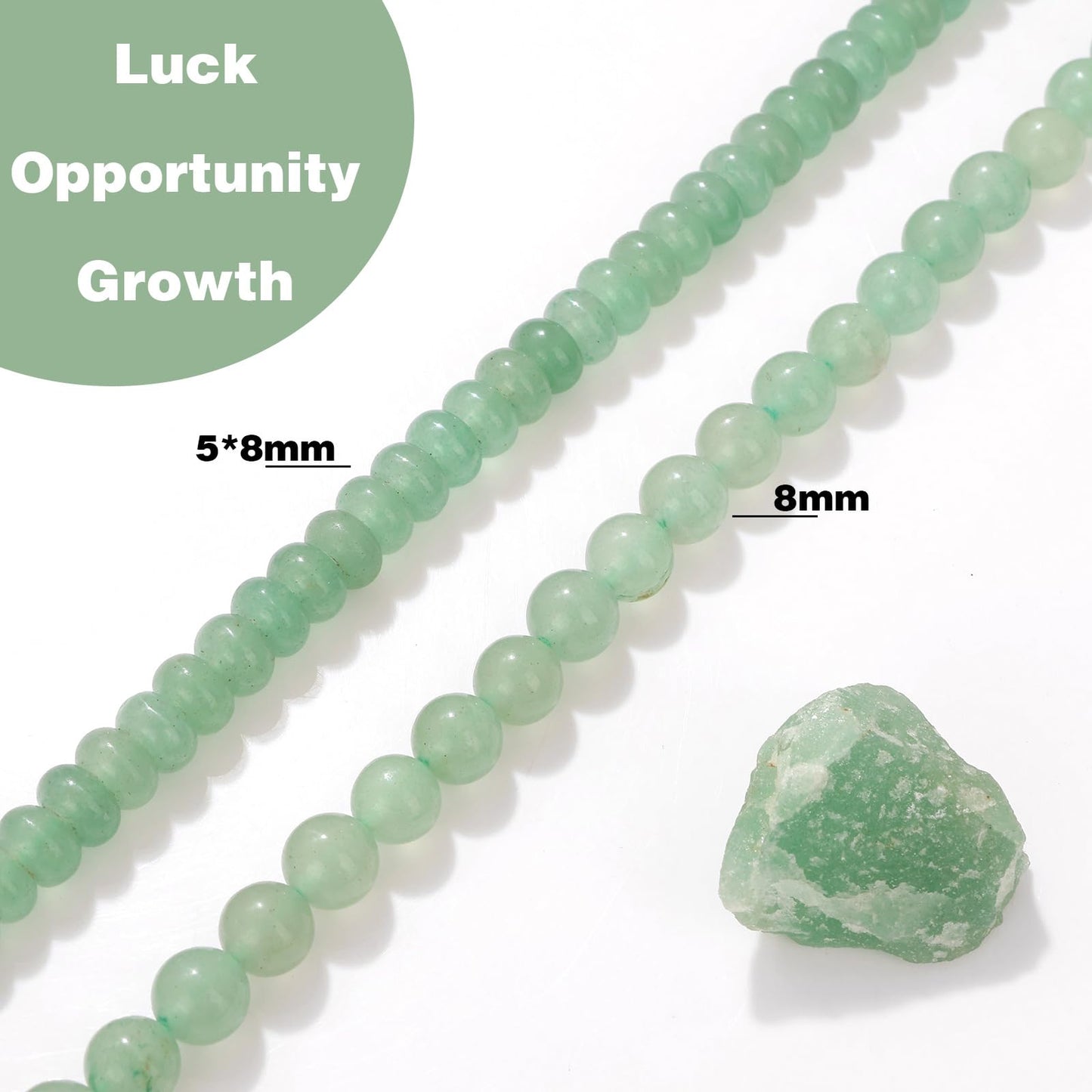 Raicegs 100pcs 5×8mm Rondelle Green Aventurine Beads Natural Gemstone Beads Abacus Disk Stone Loose Beads for Jewelry Making DIY Bracelets Necklace