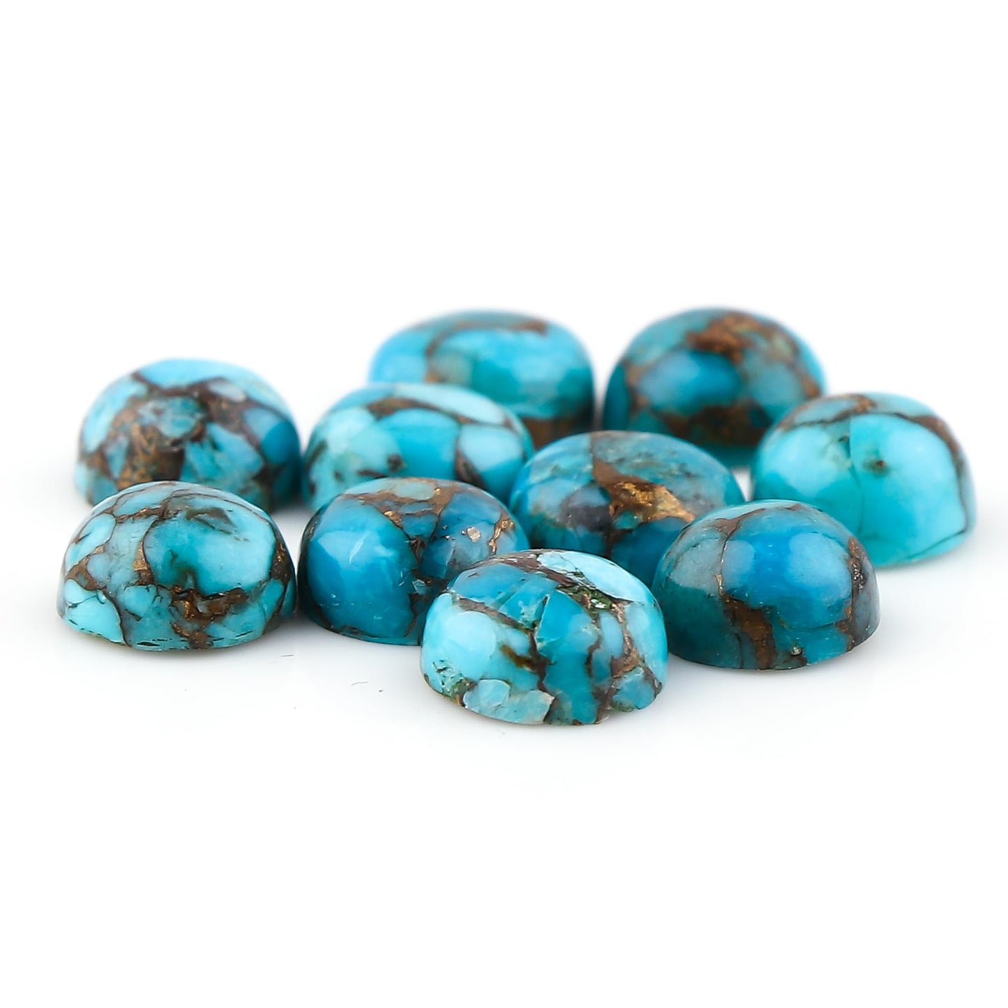 CRYSTALIS (10pcs) Copper Turquoise, Rounds, Natural Cabochon Crystals, Loose Gemstone, Wholesale Bulk, Jewelry Making Supply, Chakra Healing, Polished Stone, DIY, Craft, Gem Collectibles (6-7mm)