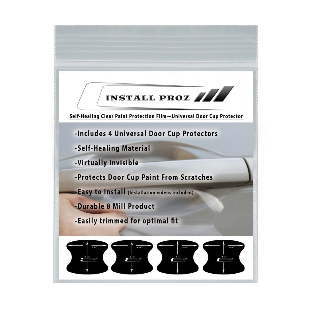 Install Proz Self-Healing Clear Paint Protection Bundle-Hood Strip, Door Edge, and Door Cup Protectors