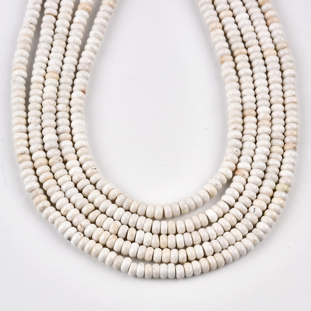 170pcs 4x2mm Natural White Turquoise Disk Rondelle Spacer Stone Semi Precious Gemstone Loose Beads for Jewelry Making 15 Inch