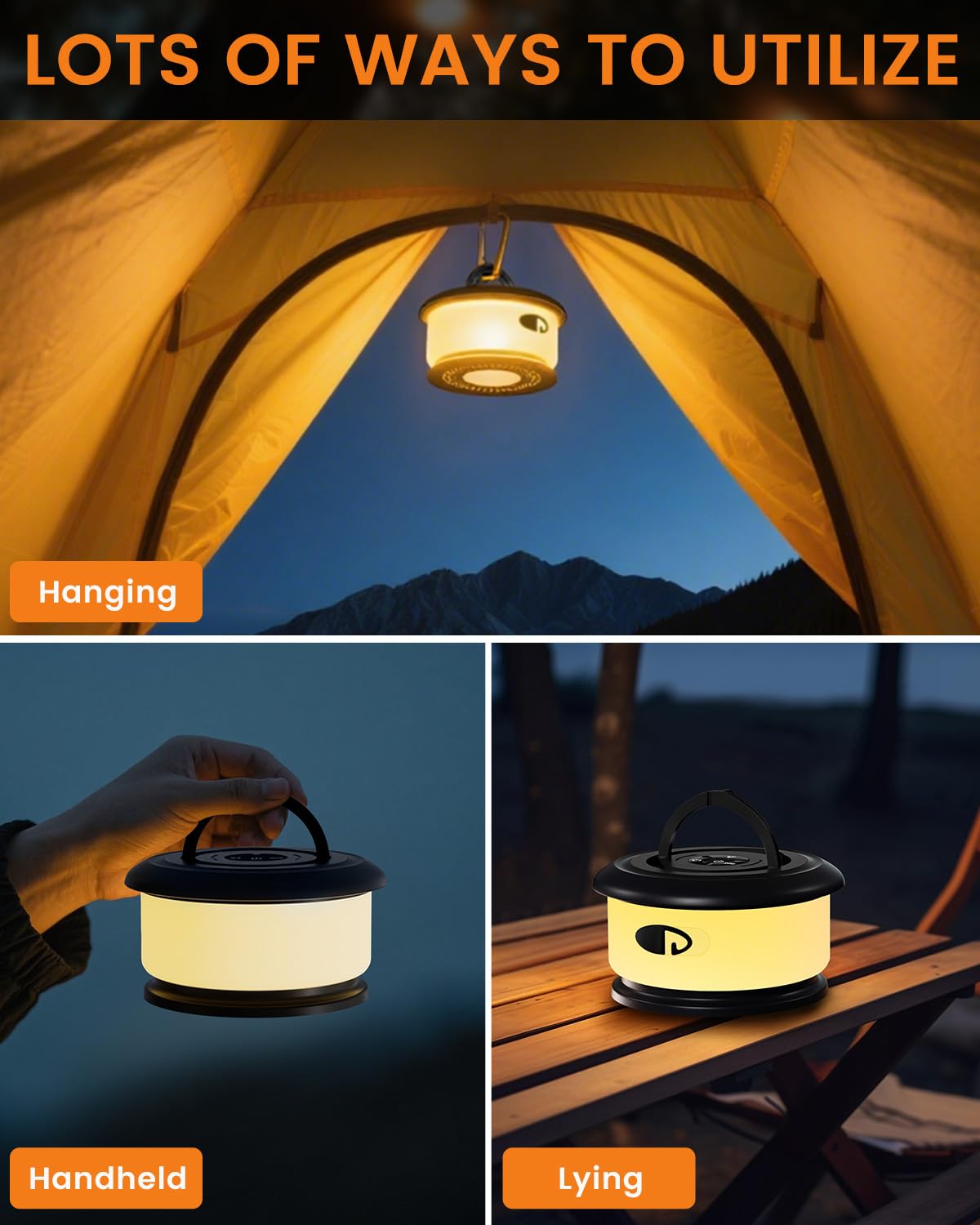 Bylitodt Camping String Lights, Retractable 32.8ft RGB Flash Lamp, Rechargeable Fairy LED Rope Lights Outdoor Waterproof, Portable Hanging Lantern for Outside Tent Patio Awning Garden RV Essentials