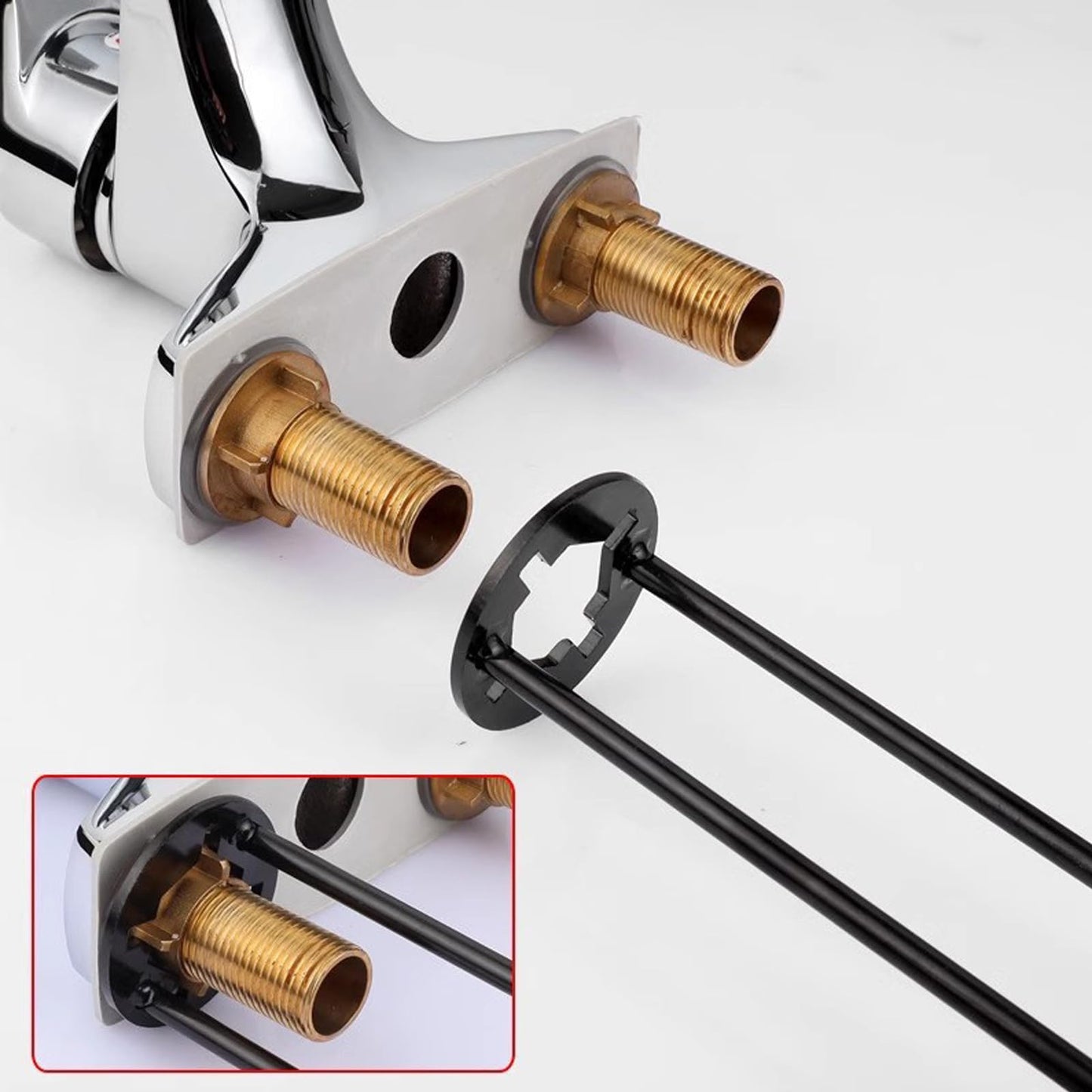 2 Pcs Four-jaw Hex Wrench, Basin Wrench Set,Tight Spaces Maintenance Installation Removal Faucet Tools, for Kitchen Bathroom Screws & Threads, Incompatible for Moen, Kohler, MasterFlow, Non-generic