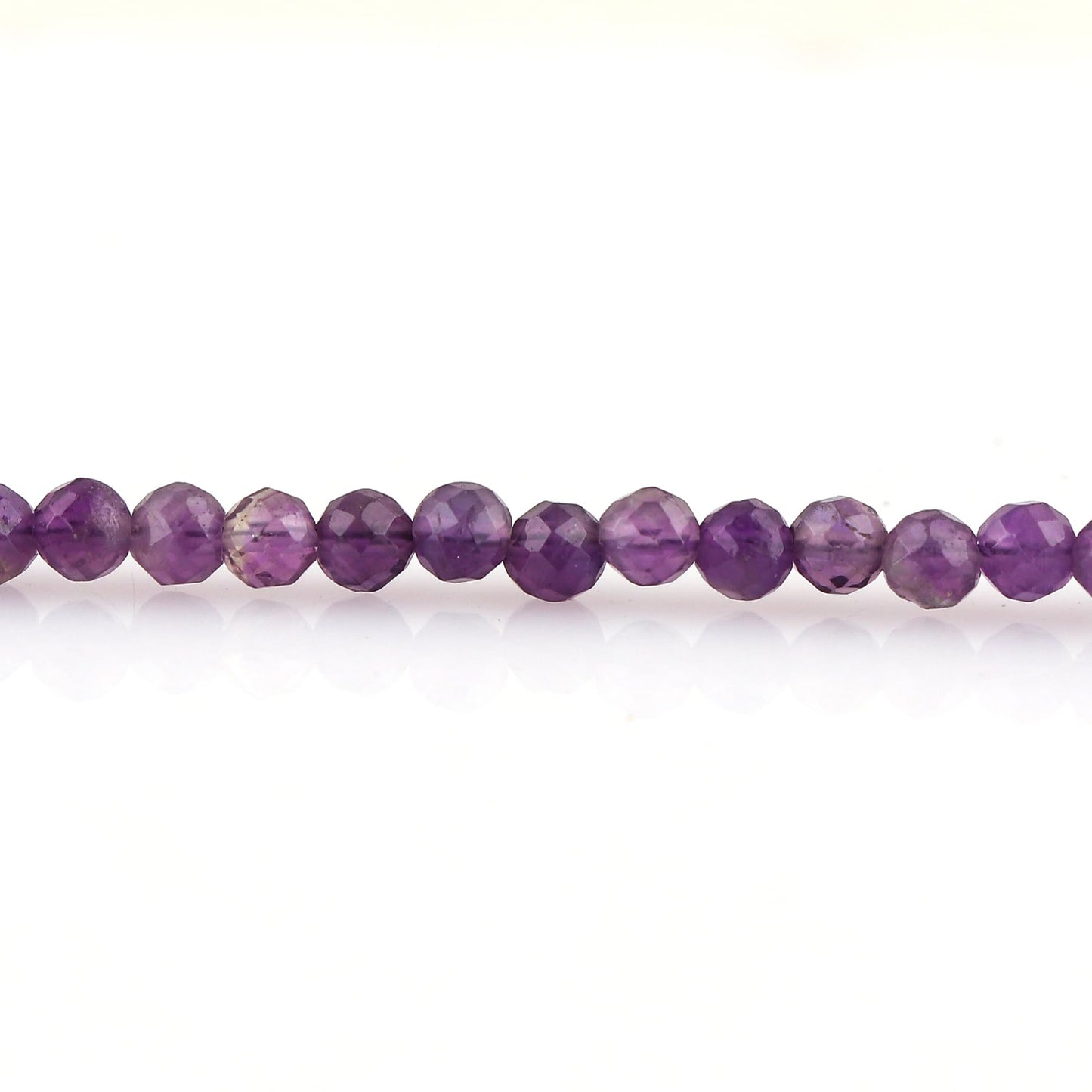 GEMKORA Natural Real Amethyst Crystals Bracelet, 3mm Best Grade Micro Cut Beads, Chakra Healing Gemstone, Beautiful Simple Jewelry, Silver Plated Jewelry 7+1 inch