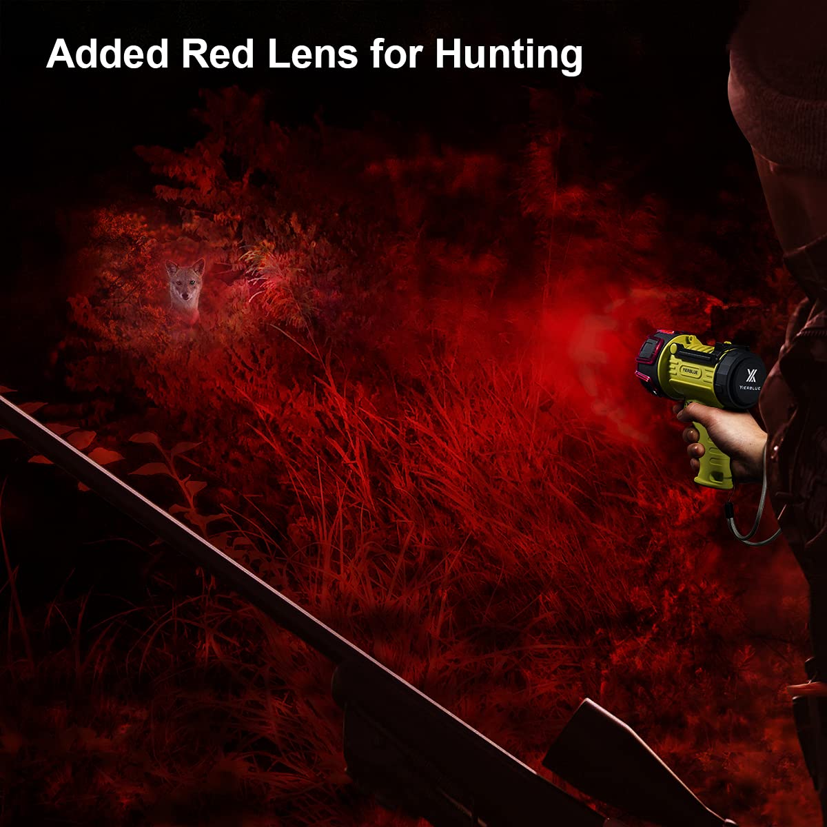 YIERBLUE Rechargeable Spotlight Flashlight with 2000,000 High Lumen LED, IP67 Waterproof Long Running Spot Light searchlight, Impact Resistant Handheld Spotlight with Foldable Stand and Red Lens
