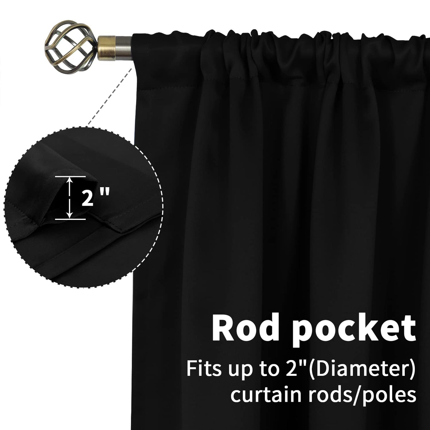 BGment Black Out Bedroom Curtains 63 Inch Length 2 Panels - Thermal Insulated Drapes with Rod Pocket Room Darkening Privacy for Living Room, 42 x 63 Inch