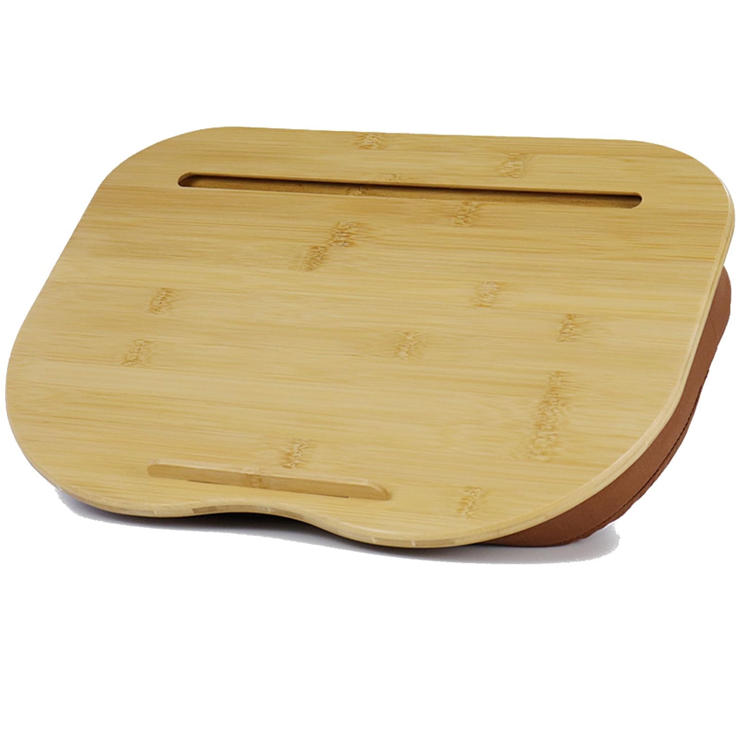 SUMISKY Bamboo Lap Desk for Laptop with Cushion, Portable Laptop Stand with Phone Hoder & Anti-Slip Stopper-Fits up to 15 inch for Home Office Students Use