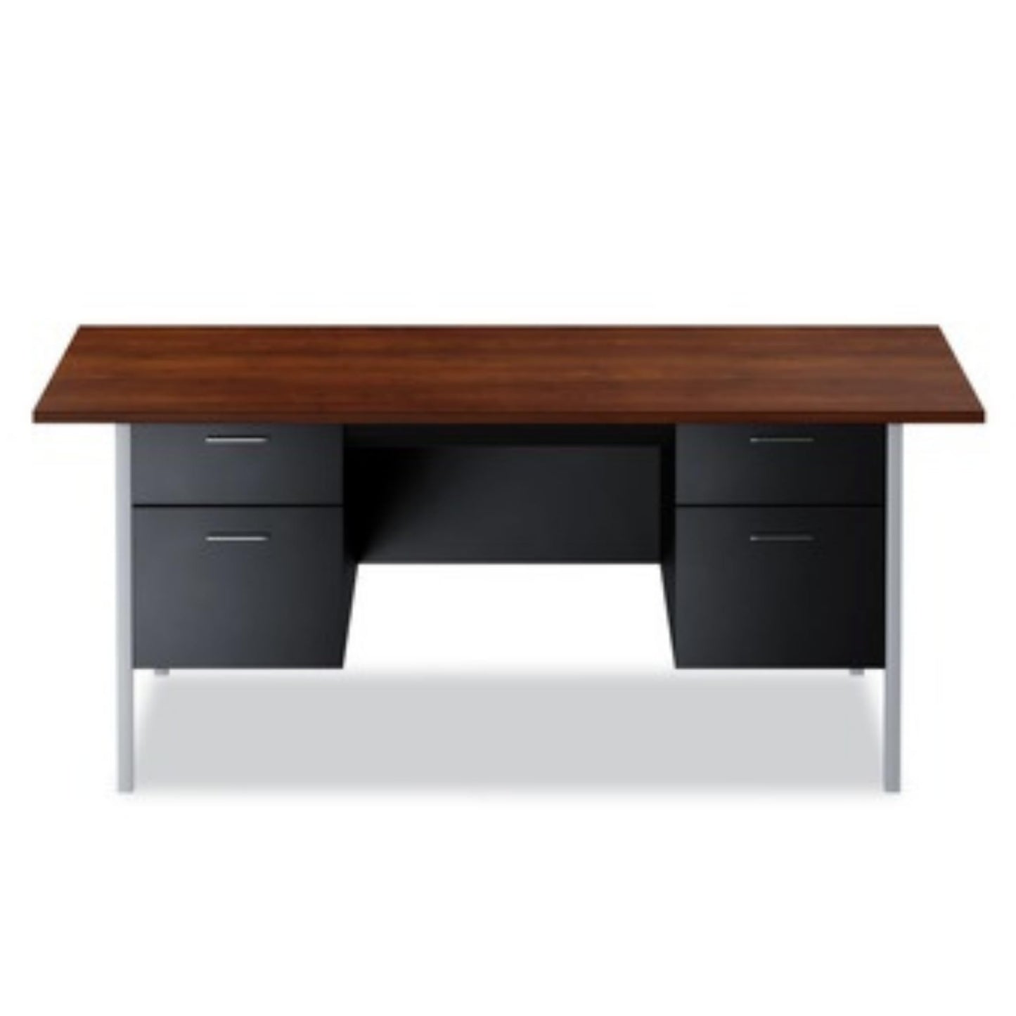 Alera Double Pedestal Steel Desk, 72" X 36" X 29.5", Mocha/Black