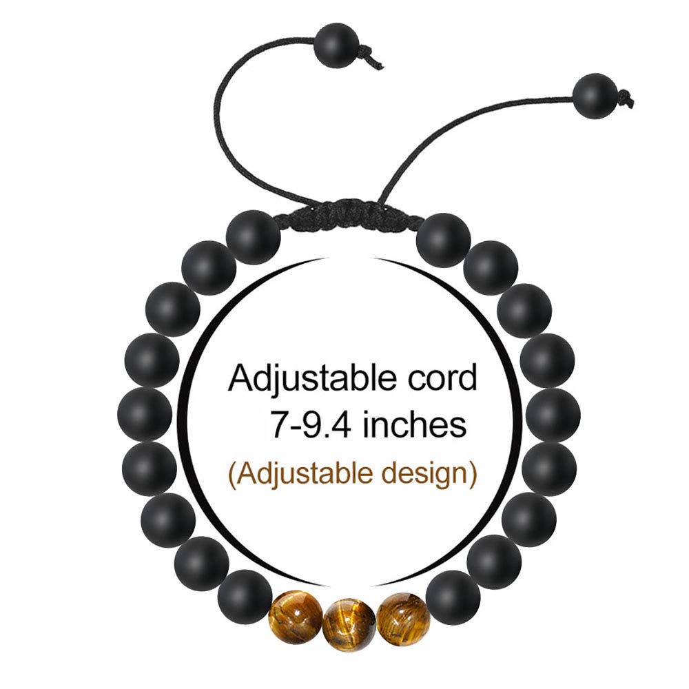 M MOOHAM Bracelets for Men Gifts - Beaded Lava Rock Stone Tiger Eye Bracelet for Men Who Want Nothing Unique Gifts for Teen Boys