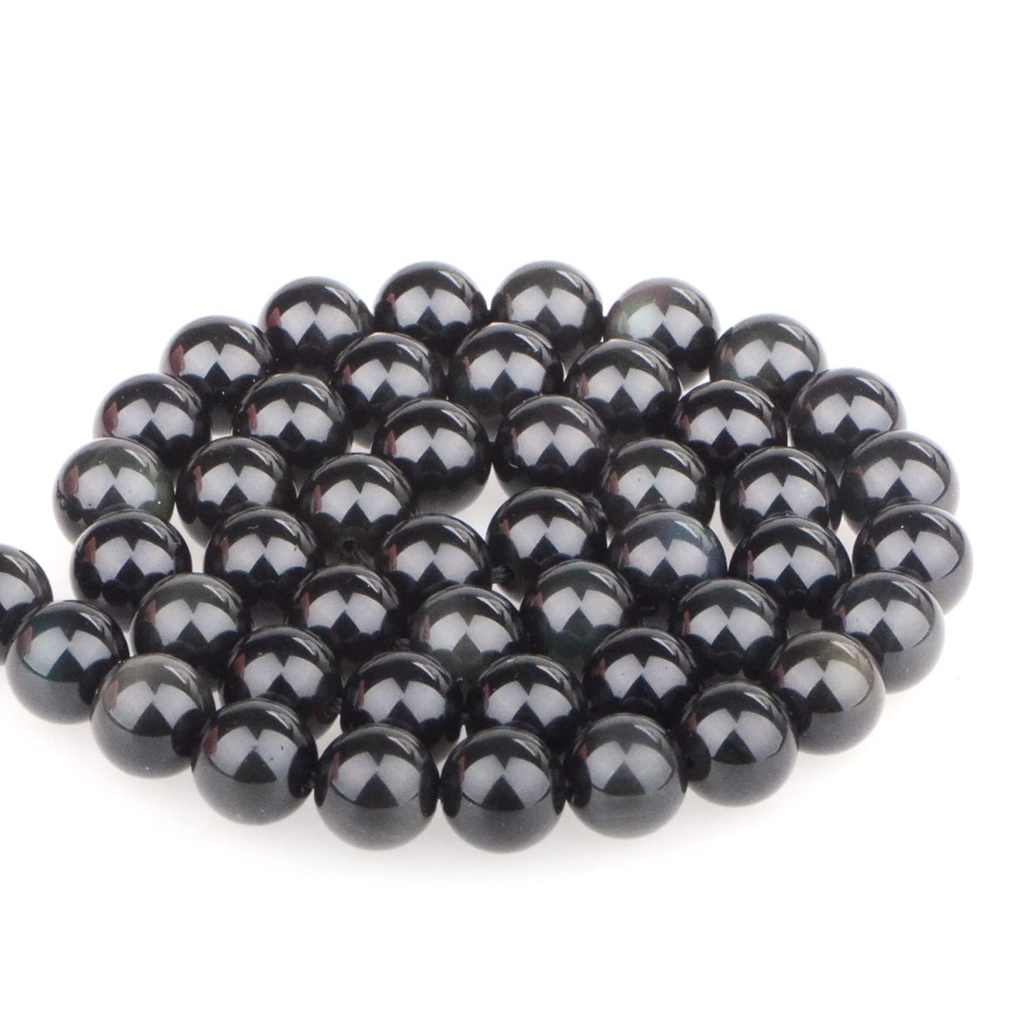 Bymitel 90 pcs Natural Genuine Real Round Loose Stone Beads Gemstone Spacers for Charm DIY Jewelry Making 15.5" per Strand 4mm (Black Obsidian, 4mm)