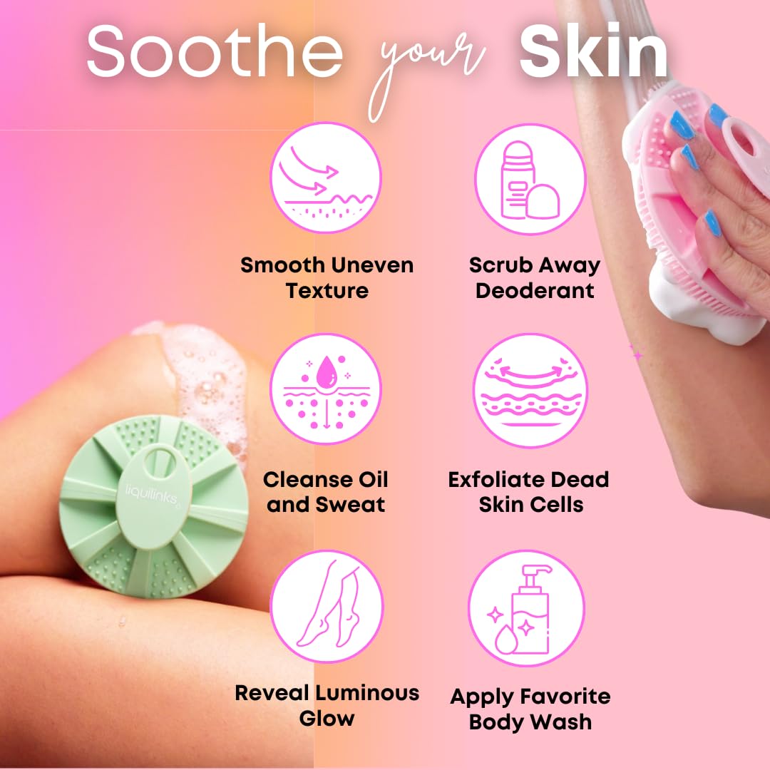 LiquiLinks Beauty Gift Set for Face & Body - Spa Kit with Silicone Wristbands, Body Scrubber, Face Buffer & Scalp Exfoliator - Essential Skincare for Teen Girls & Women (Sage Green)