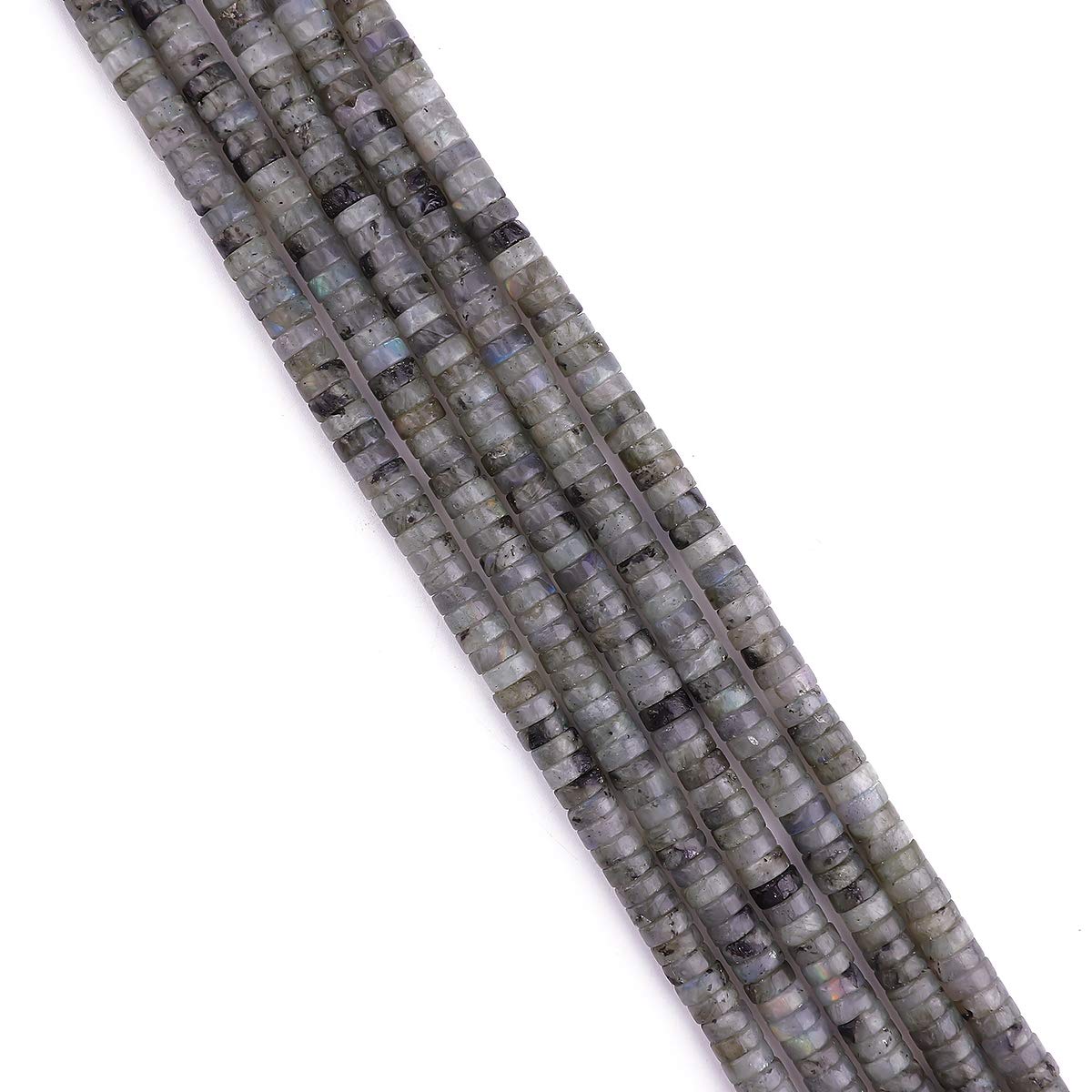 BEADIA Natural Spectrolite Spacer Beads Caps Loose Semi Gemstone for Beading Jewelry Making 6mmx3mm 38cm