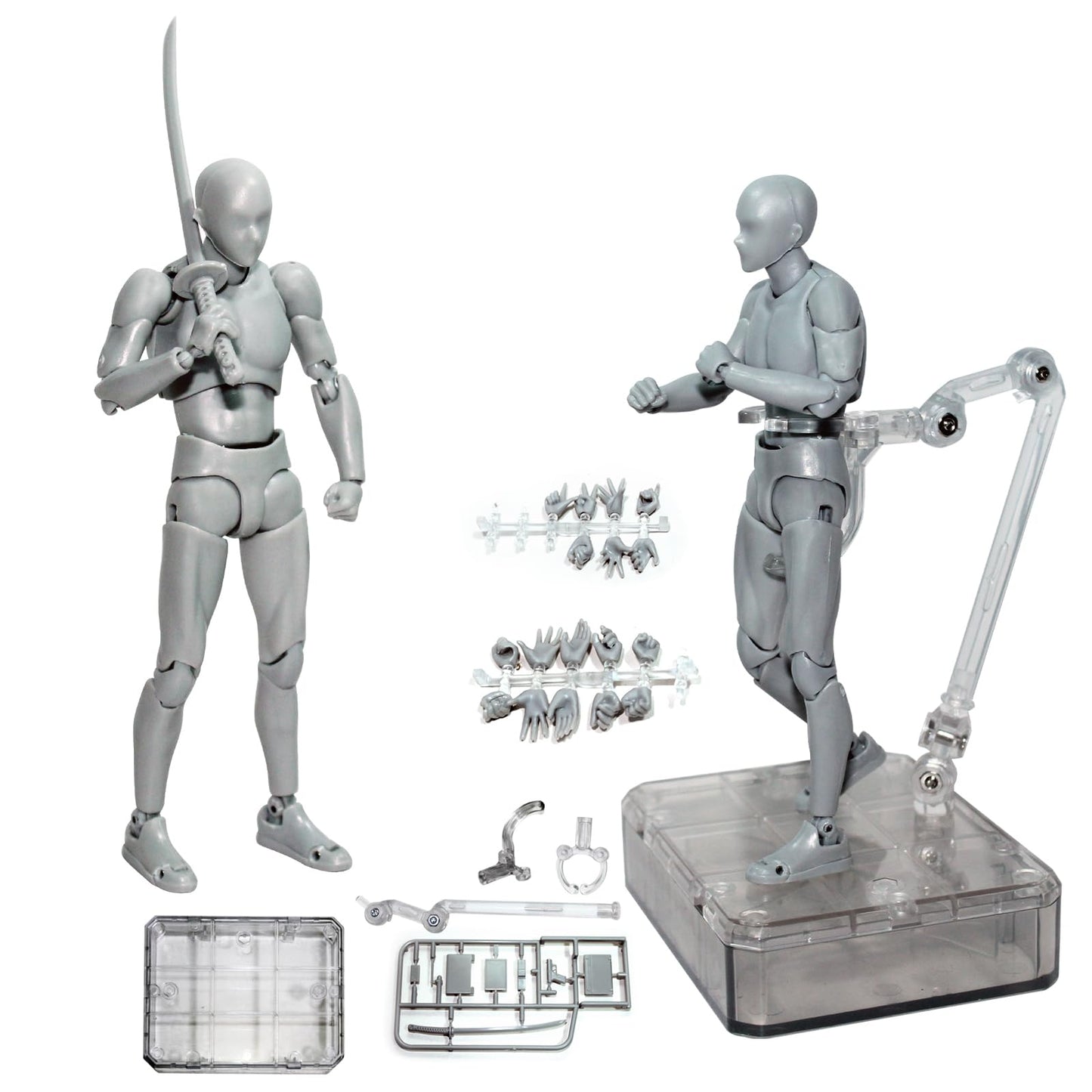 AXITWXIT Body Kun Artist Manikin Male Figure Drawing Supplies and Tools, Mannequin for Artists Drawing Figures Model for Sketching, Painting, 5.5" Grey with Stand