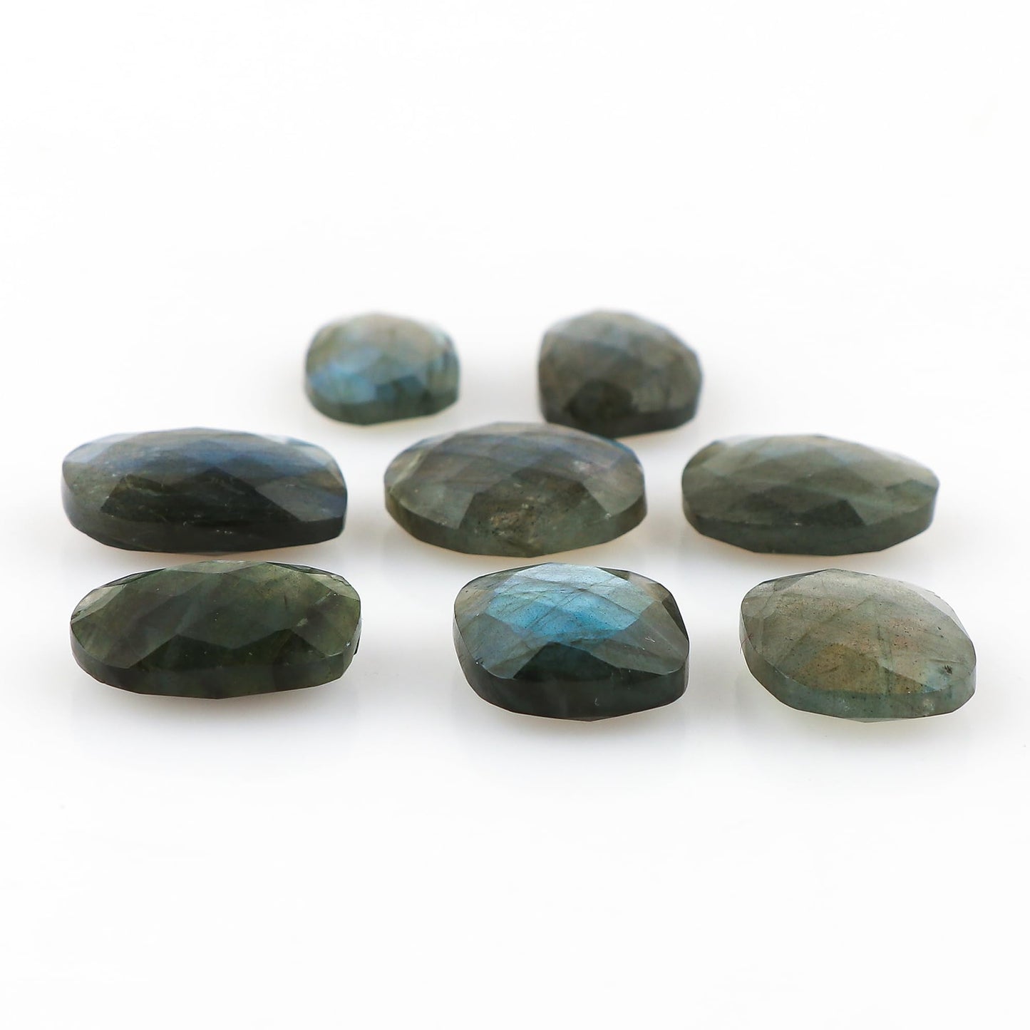 CRYSTALIS (6-7pcs. Blue Labradorite Natural Loose Gemstone, Checkerboard-Cut, Wholesale Bulk Cabochons Jewelry Making Supply, Chakra Healing Stone, Wire Wrapping, DIY, Gem Collection (10-16mm.)