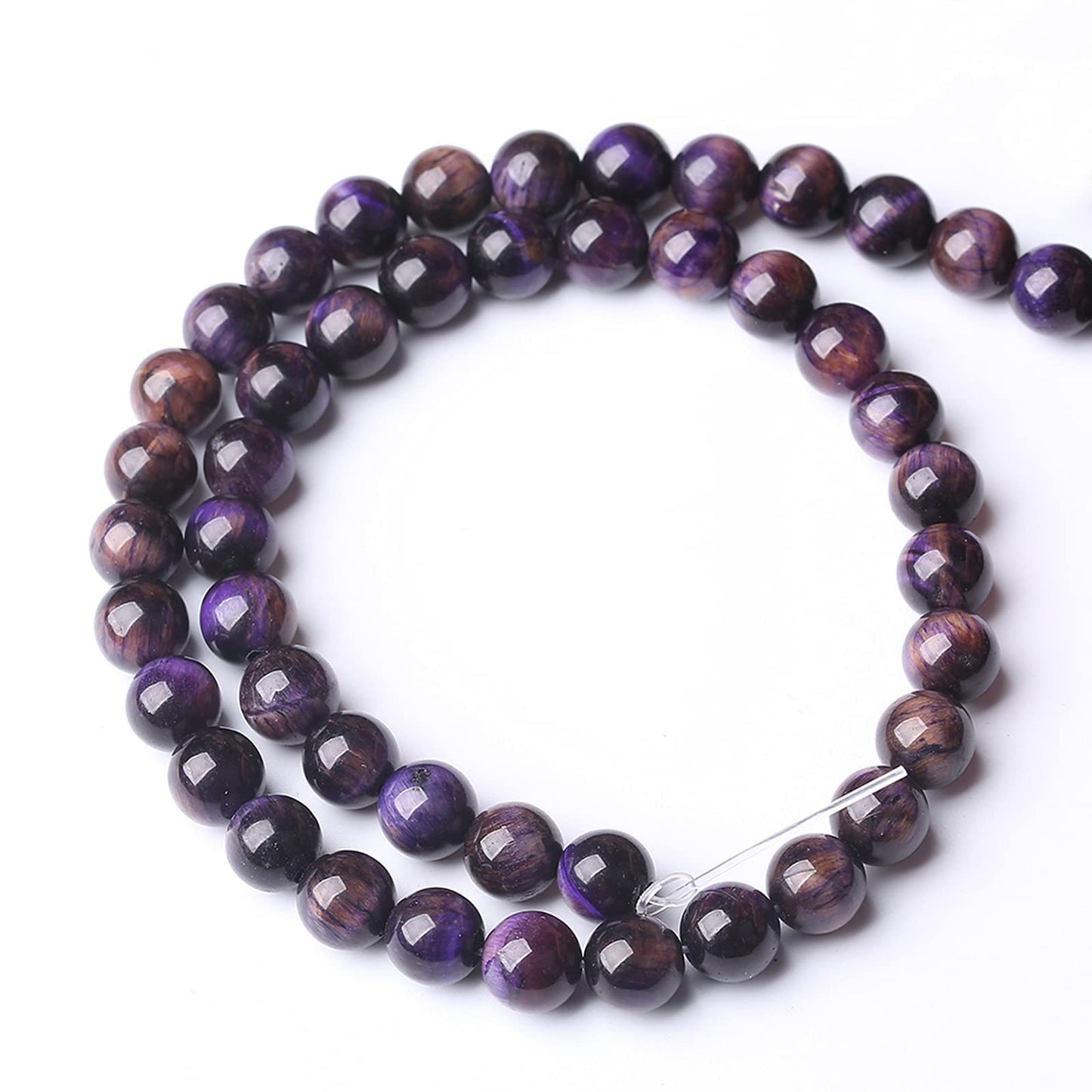 Natural Purple Tiger Eye Beads Round Loose Stone Beads Energy Gemstone Healing Power for Jewelry Making 1 Strand 6mm 60pcs