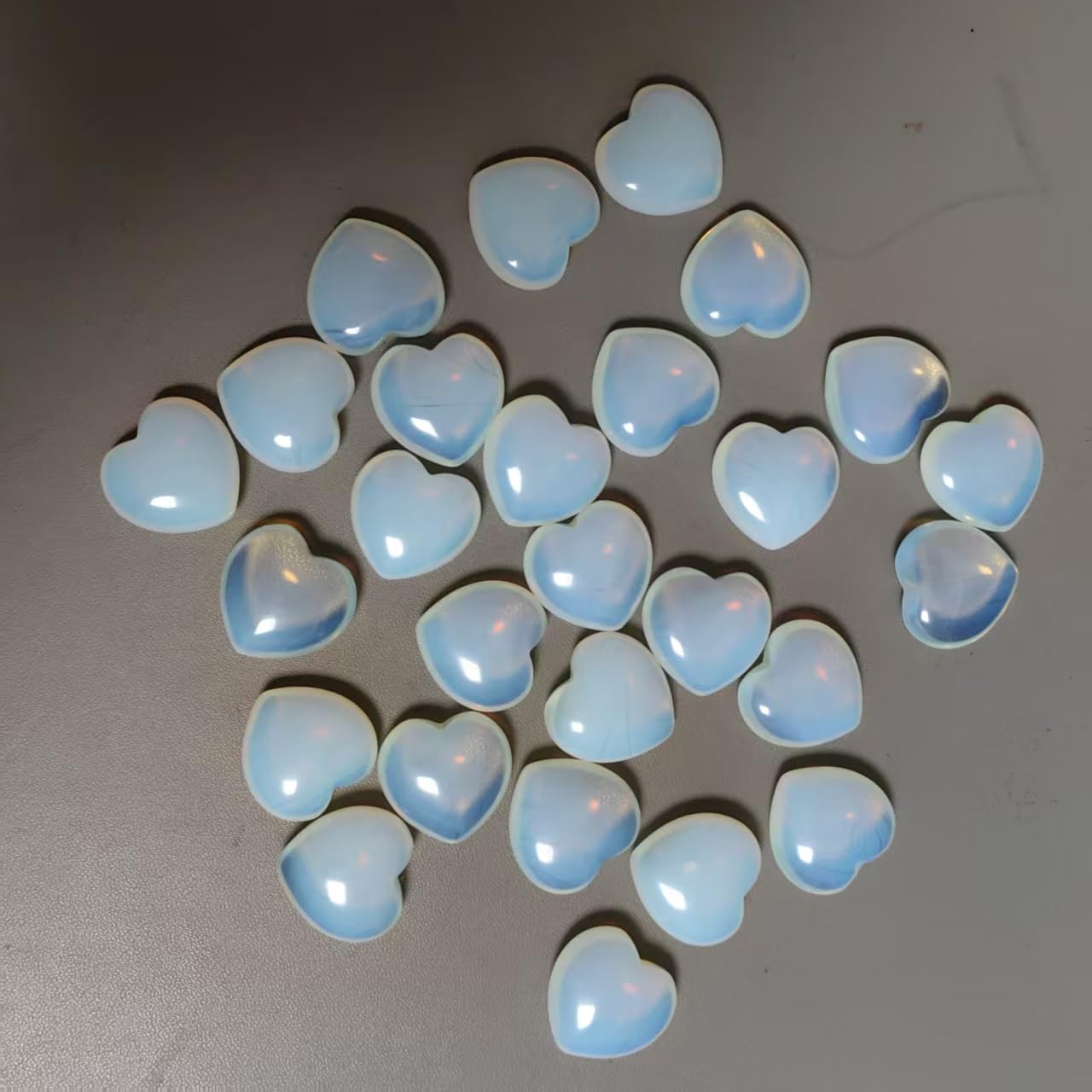 Loveliome 4 Pcs Synthetic Opalite Love Heart Palm Stone Reiki Balancing Worry Stone(1 Inch)