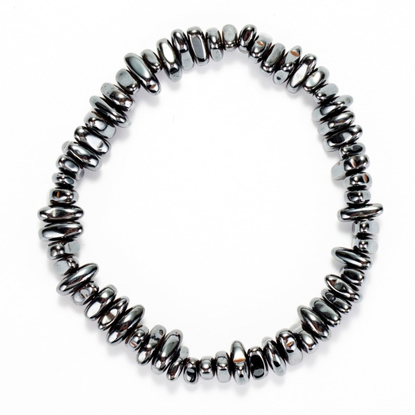 Herxion Hematite Bracelet for Men & Women - Natural Gemstone Raw Beads Weighted Bracelet, Irregular Chips Stretch Healing Crystal Bracelets - Anxiety Relief Jewelry for Stress & Energy Protection.