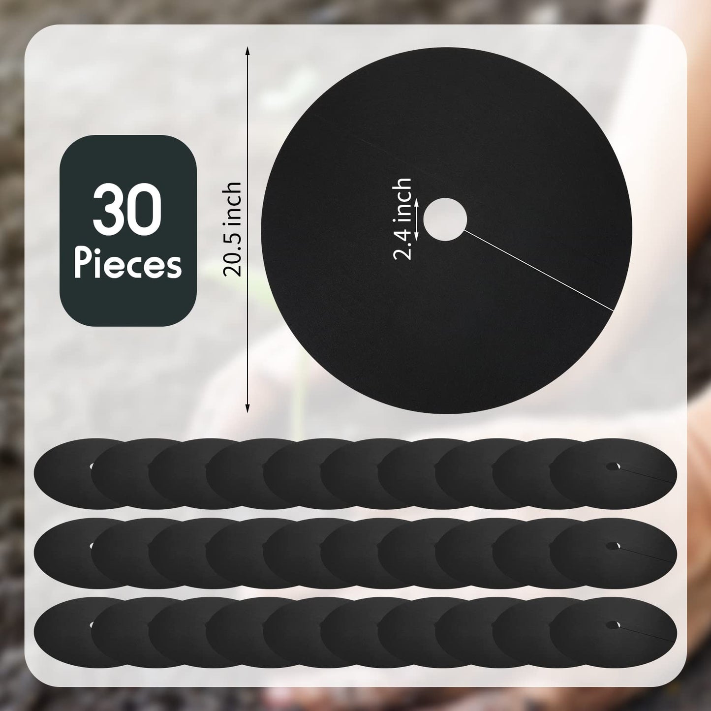Macarrie 30 Pieces Weed Barrier Mats Non Woven Tree Mulch Ring Thickened Tree Protectors Mat Black Mulch Reusable Rings Landscaping Plant Cover Round Anti Grass Gardening Fabric Cover(20.5 Inch)