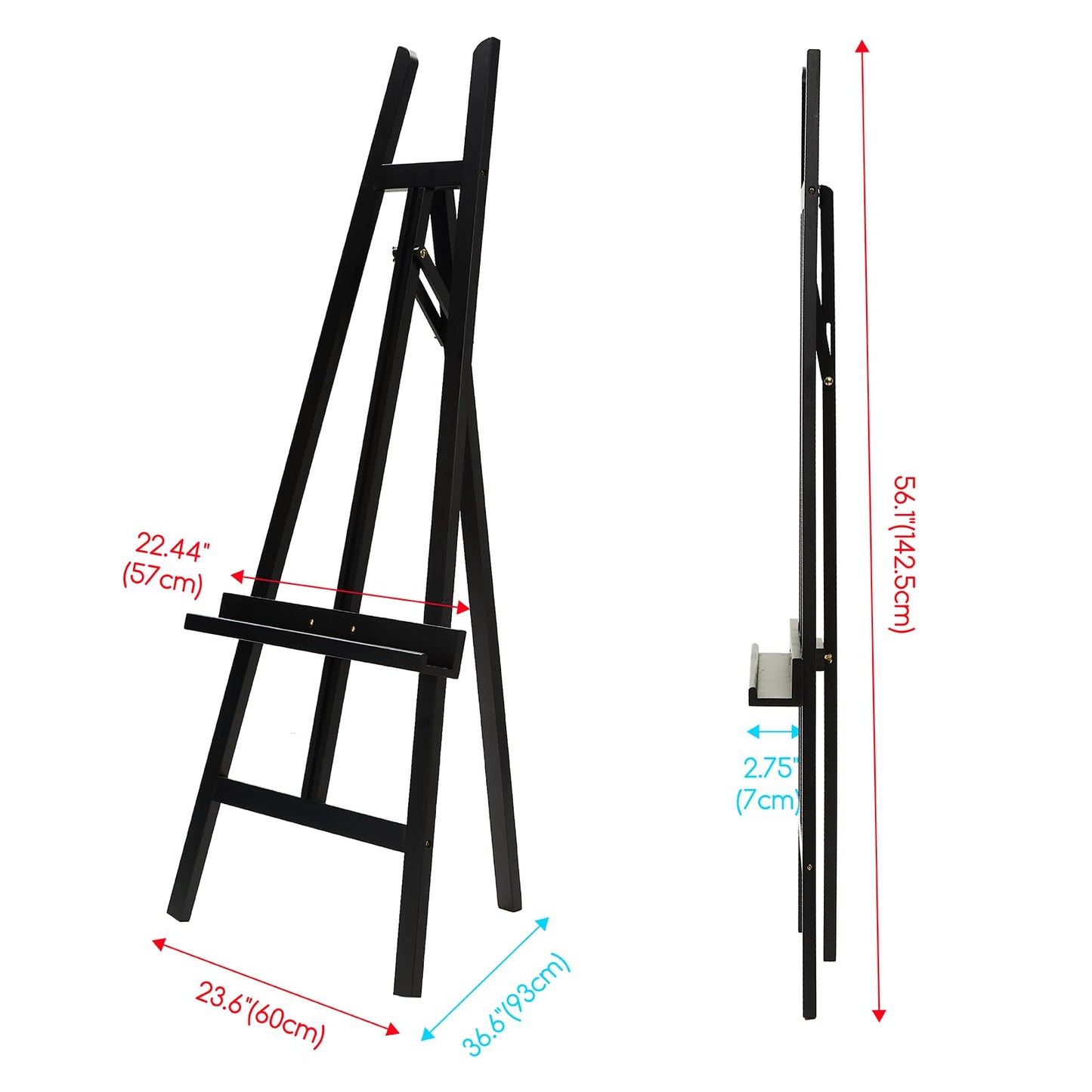 MEEDEN Display Easel Stand for Sign: Adjustable Wooden Stands for Painting - A Frame Art Easel for Canvas up to 60" for Artist Adults Drawing Picture Poster - Black